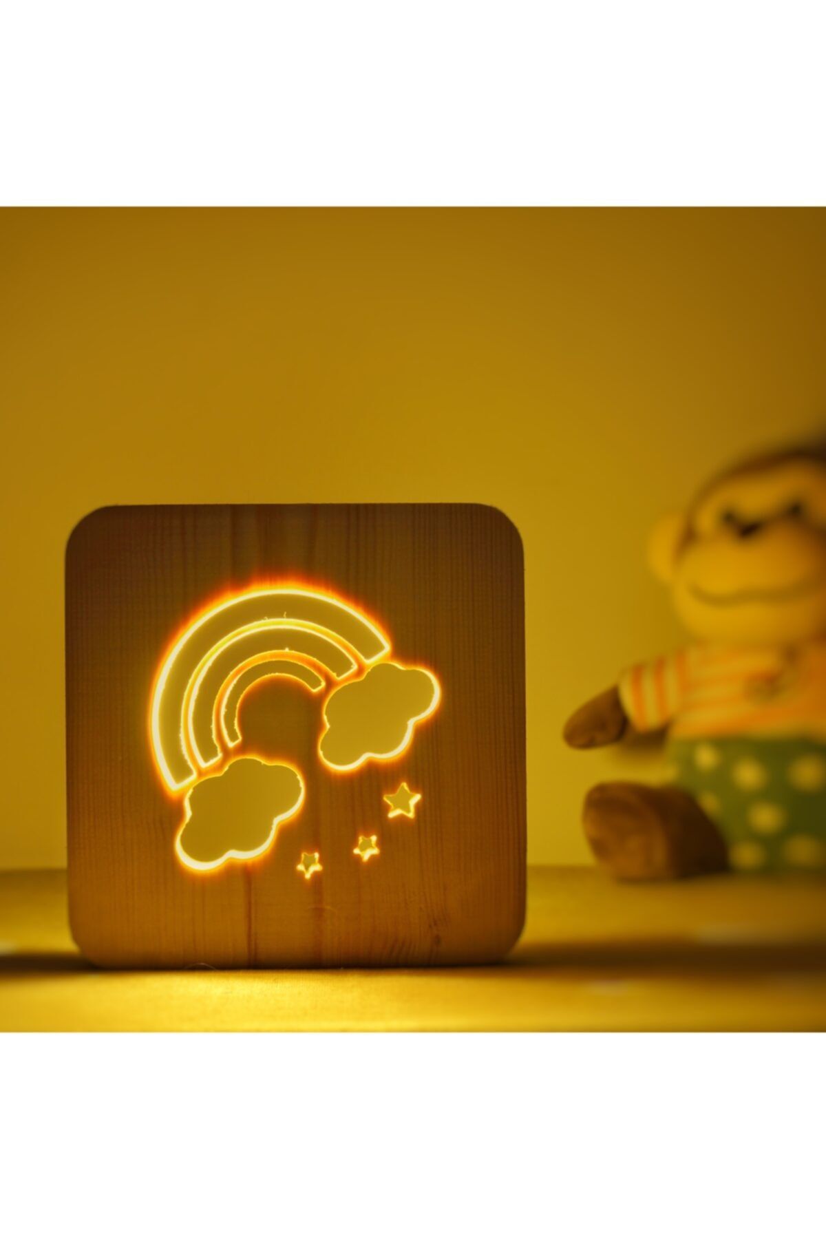 Starmood Ahşap Gökkuşağı Bulut Led Masa Üstü Gece Lambası Usb Kablolu