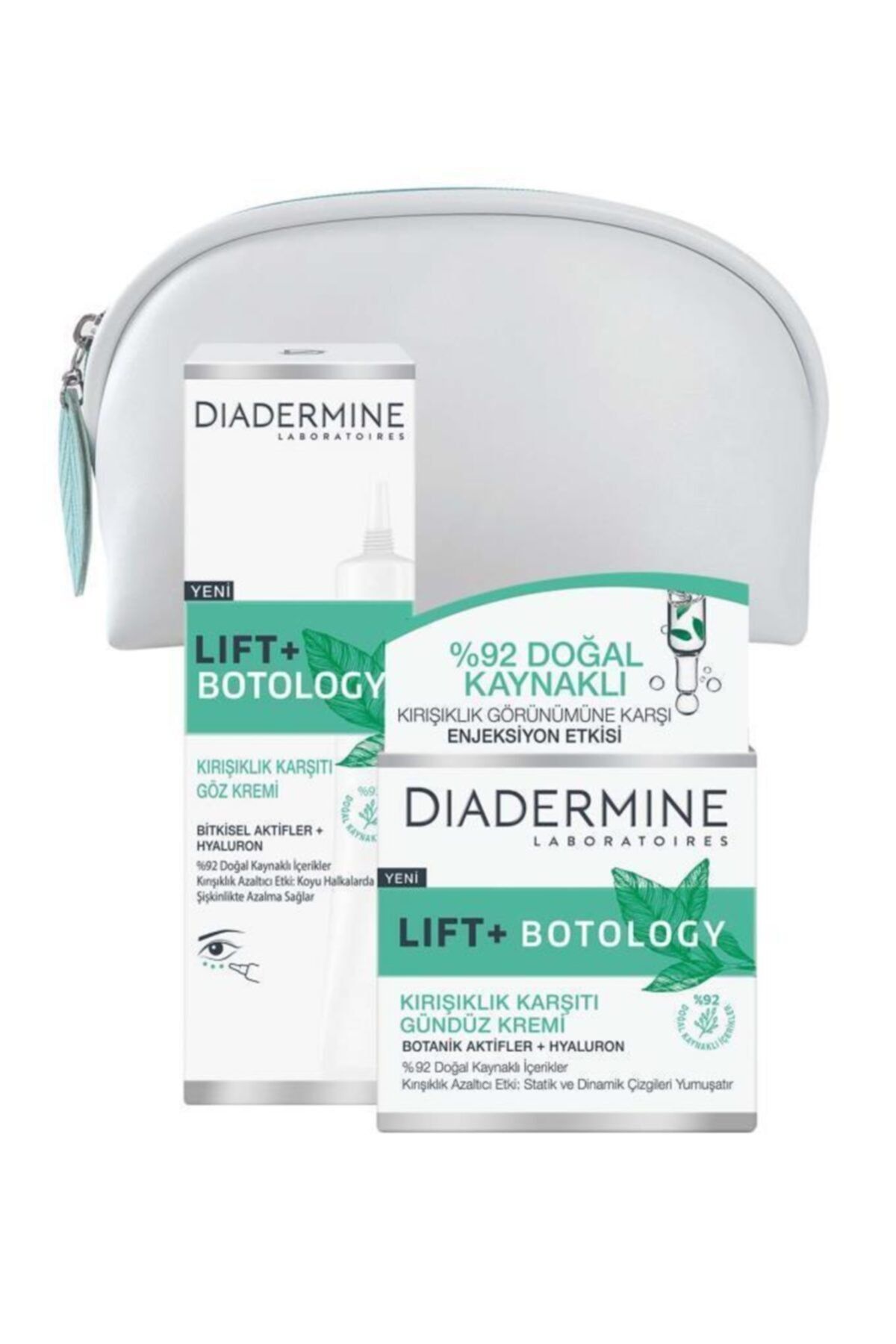 Diadermine LIFT+ BOTOLOGY KIRIŞIKLIK KARŞITI GÜNDÜZ KREMİ + KIRIŞIKLIK KARŞITI GÖZ KREMİ + MAKYAJ ÇANTASI