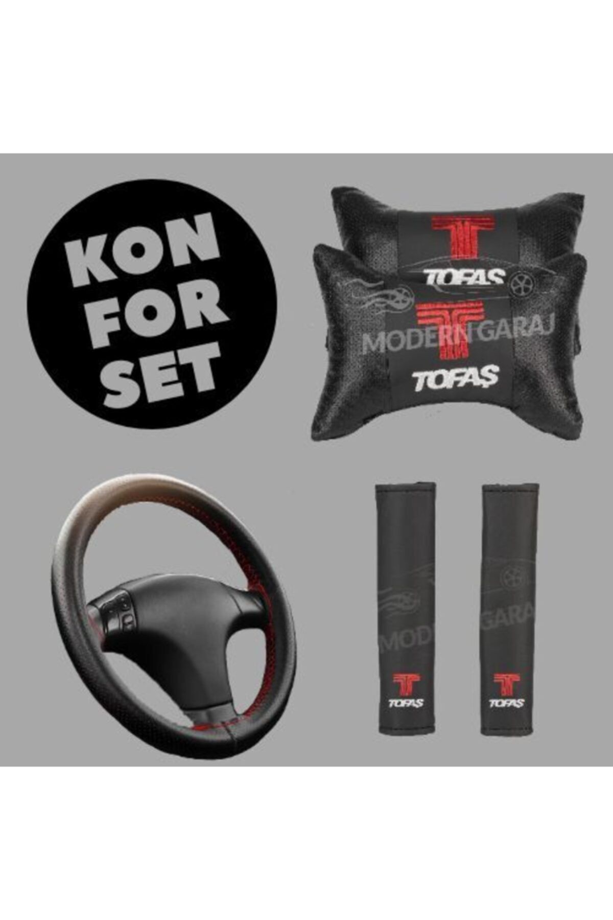 Modern Garaj Tofaş Boyun Yastığı Tofaş Kemer Kılıfı Tofaş Dikmeli Direksiyon Kılıfı