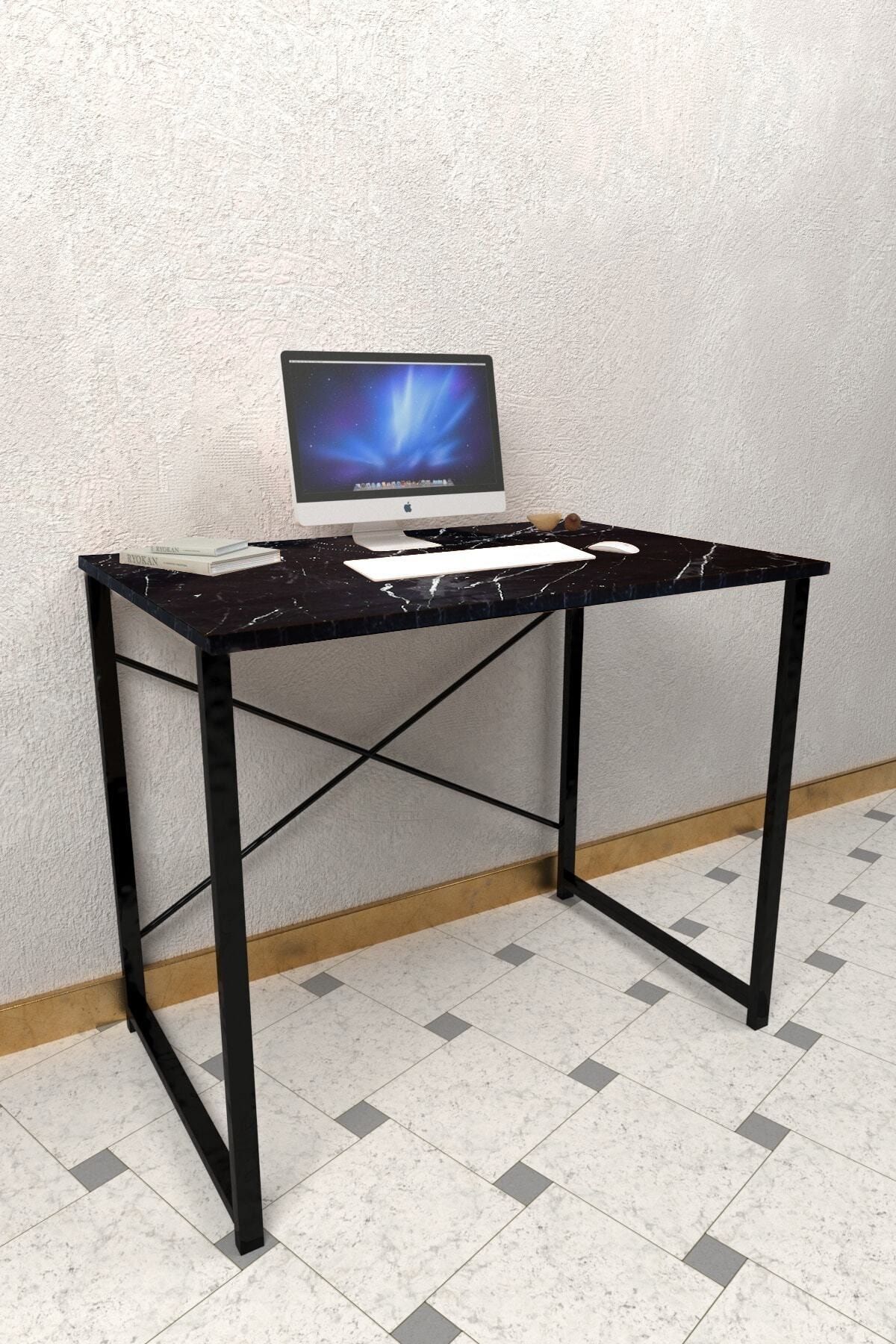 tedarikcenter calisma masasi 90x60 cm bilgisayar masasi siyah mermer fiyati yorumlari trendyol