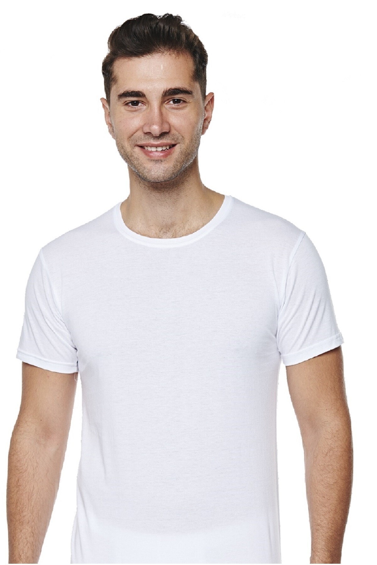 FSM1453 Erkek Pamuklu Süprem Penye Modal Kısa Kollu Atlet Yuvarlak Yaka Fanila 6'lı