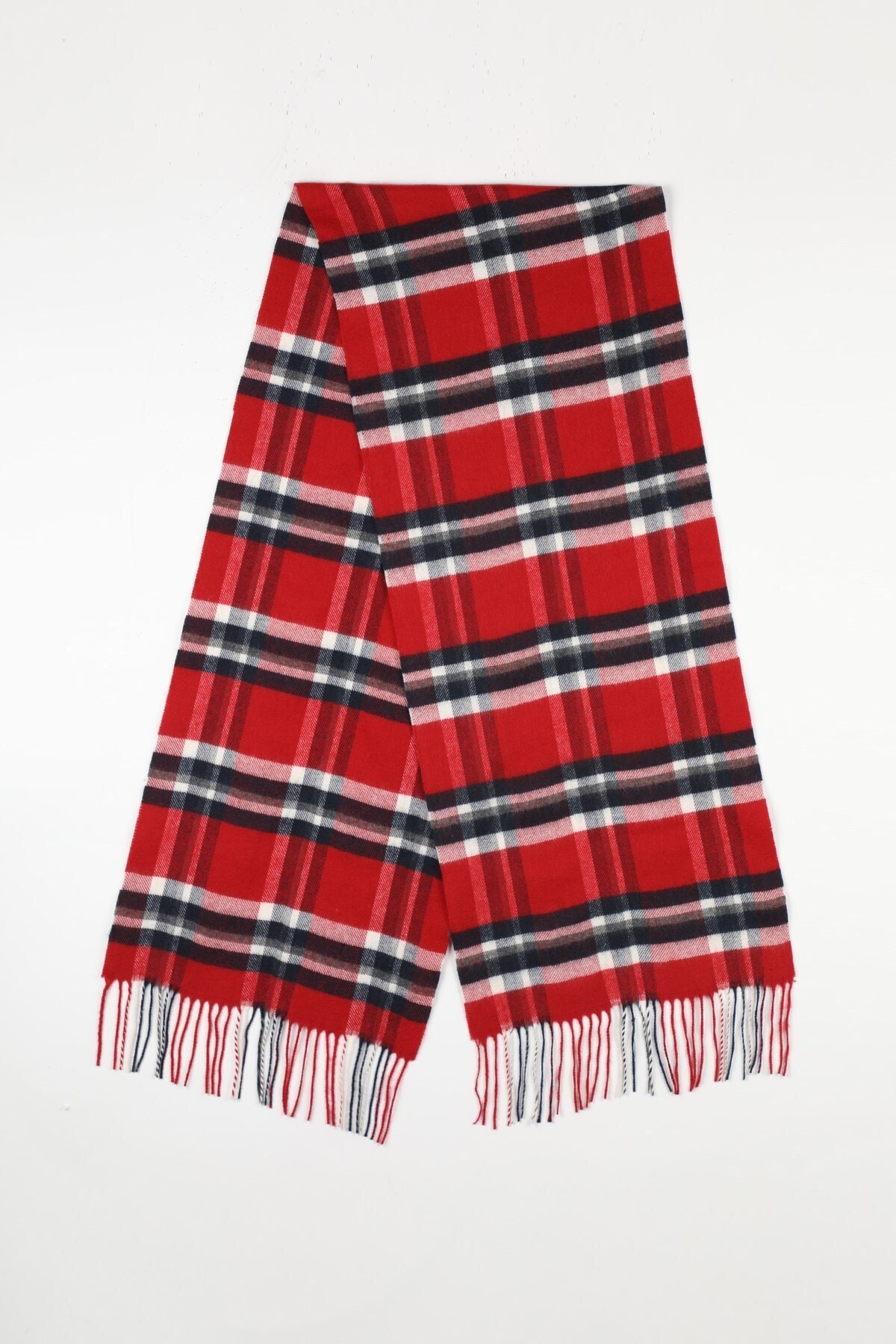 BARK Unisex Kırmızı Ekose Yünlü Atkı