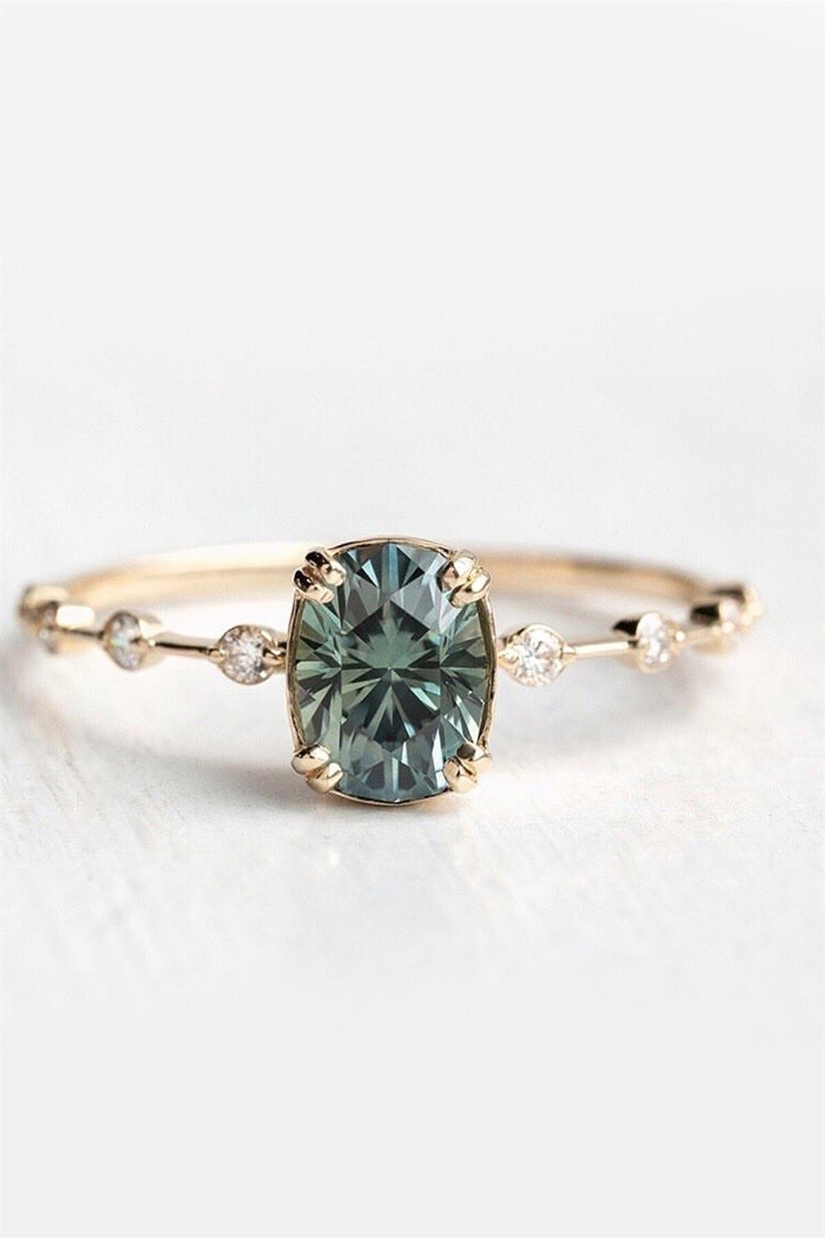 Cem Aykan Kuyumculuk Green Topaz pırlanta Tektaş Yüzük - Ak126