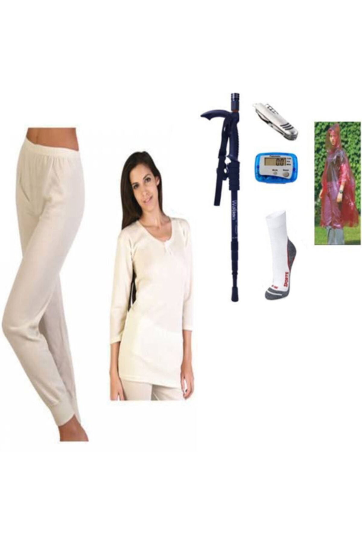 Uygur Bayan Yün Uzun Kol Alt Içlik Takım-doğa,spor Severler Için Trekking Set 3 Wt-002 Işıklı Baston