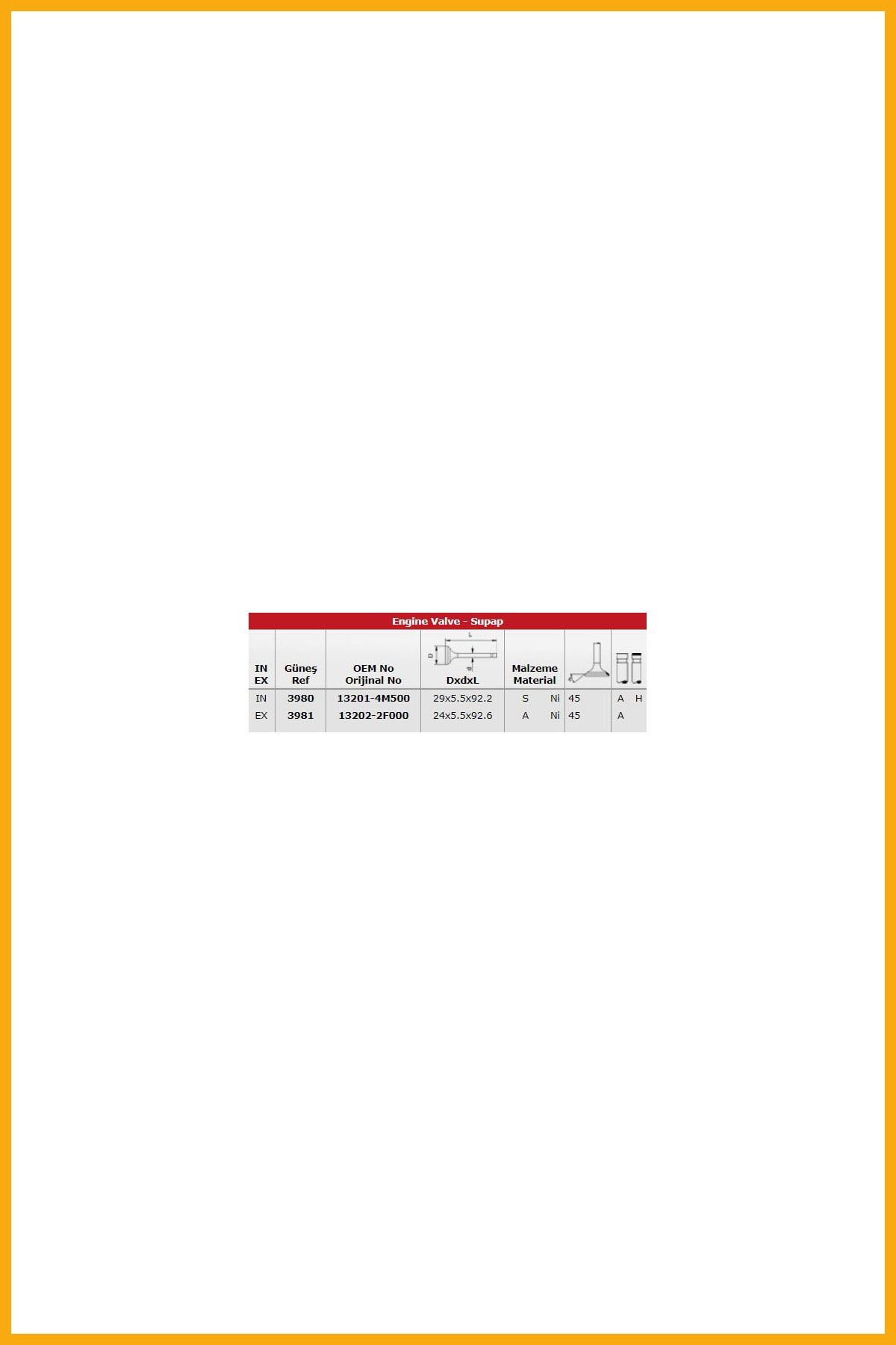 AAVDAN Subap Takımı Almera 1,4-1,5 16v 2000-2010 ( Ga14de Motor )(ın 8 / Ex 8)