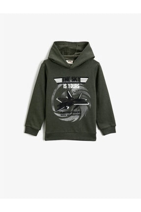 Koton Baskılı Kap&uuml;şonlu Uzun Kollu Sweatshirt
