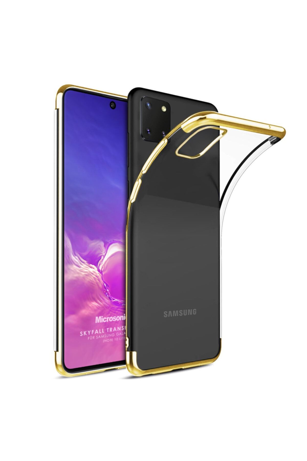 Microsonic Microsonic Galaxy Note 10 Lite Kılıf Skyfall Transparent Clear Gold 1