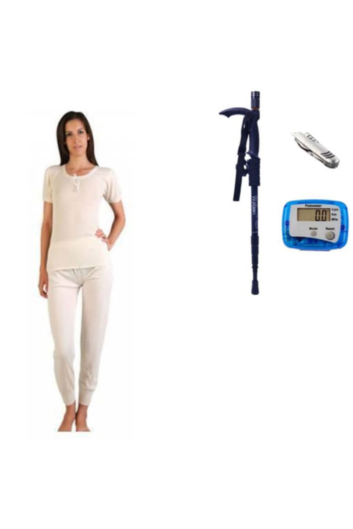 Uygur Bayan Yün Kısa Kol Alt Içlik Takım-doğa,spor Severler Için Trekking Set 4 Wt-002 Işıklı Baston
