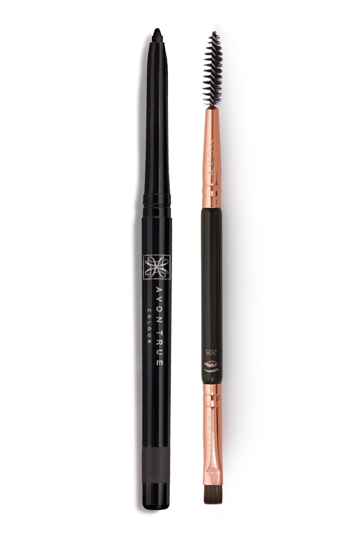 AVON Kaş Kalemi Soft Black + İki Uçlu Kaş Fırçası Seti