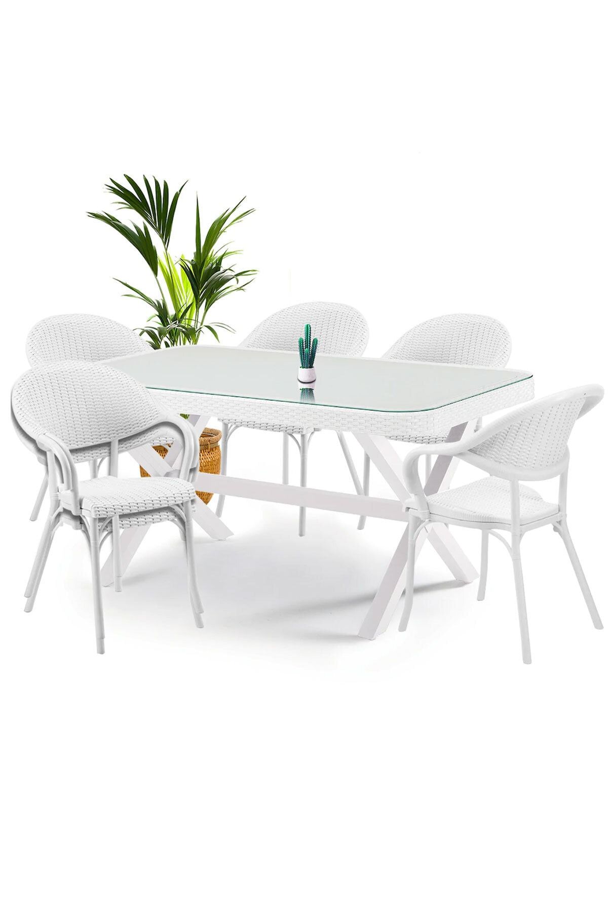 Tilia X Serisi Flash-r 6 Kişilik Rattan Bahçe Masa Takımı