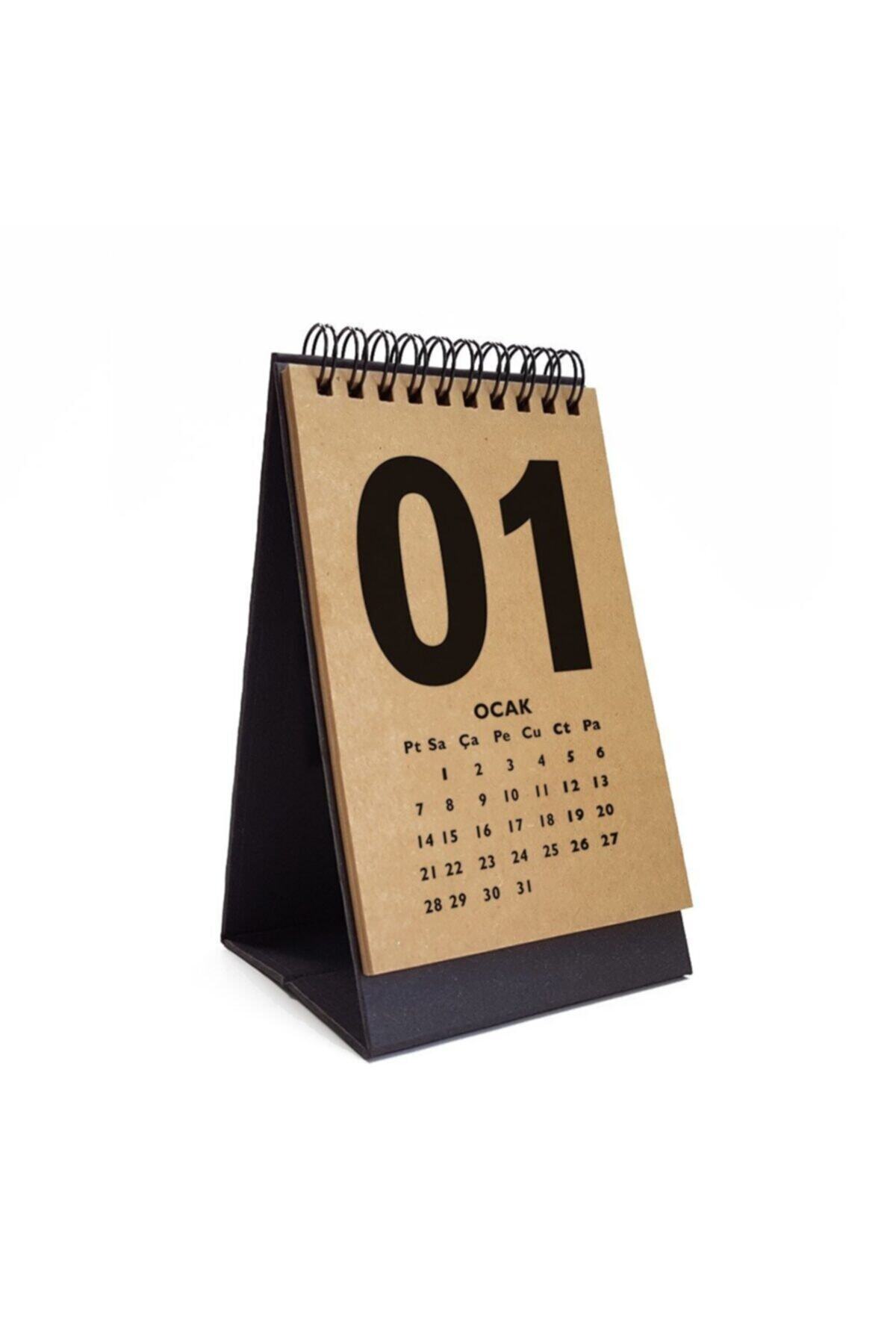 bi'aldım Dikey Siyah Kraft Rakam Serisi Masa Takvimi