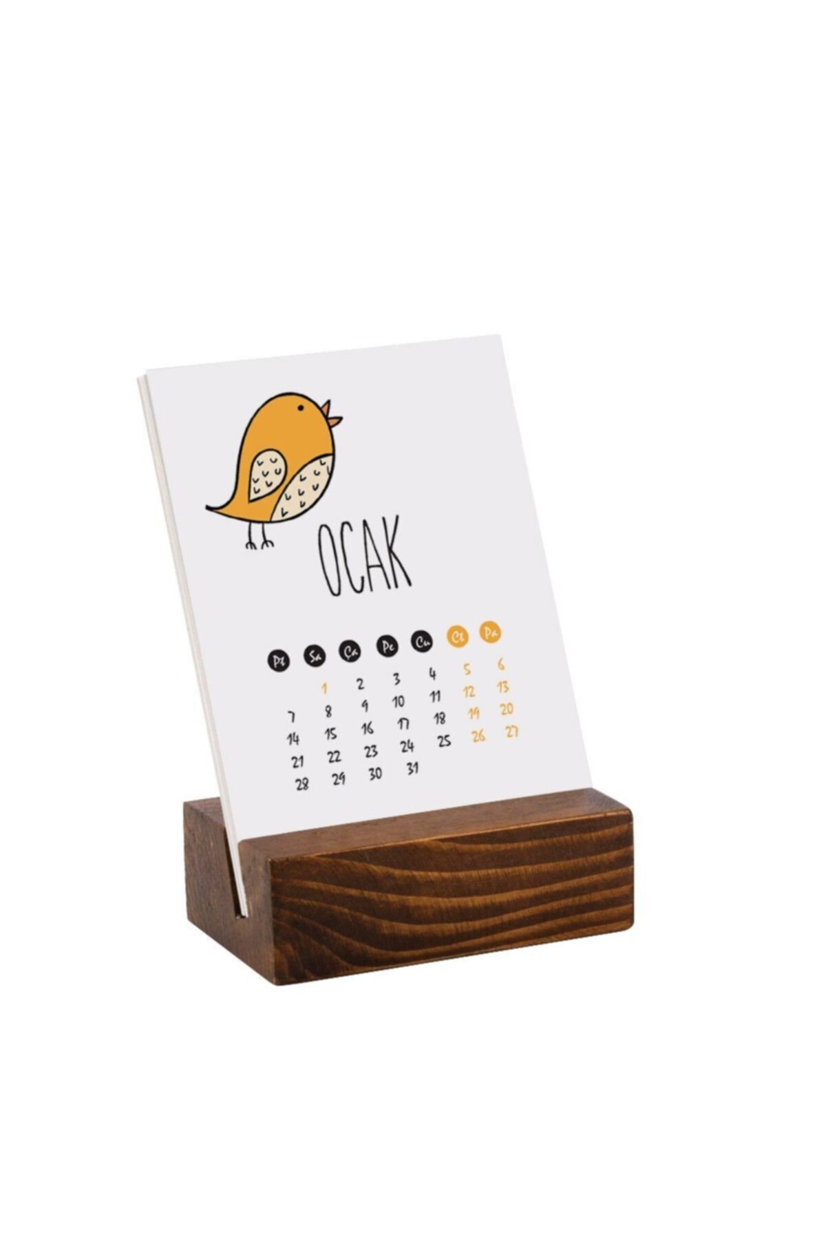 bi'aldım Hayvanlar Alemi Ahşap Tabanlı Masa Takvimi