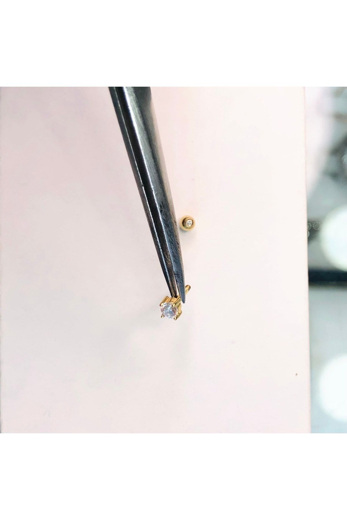 Selen’S Gümüş Kıkırdak Küpe Tragus Küpe 14 Ayar Altın