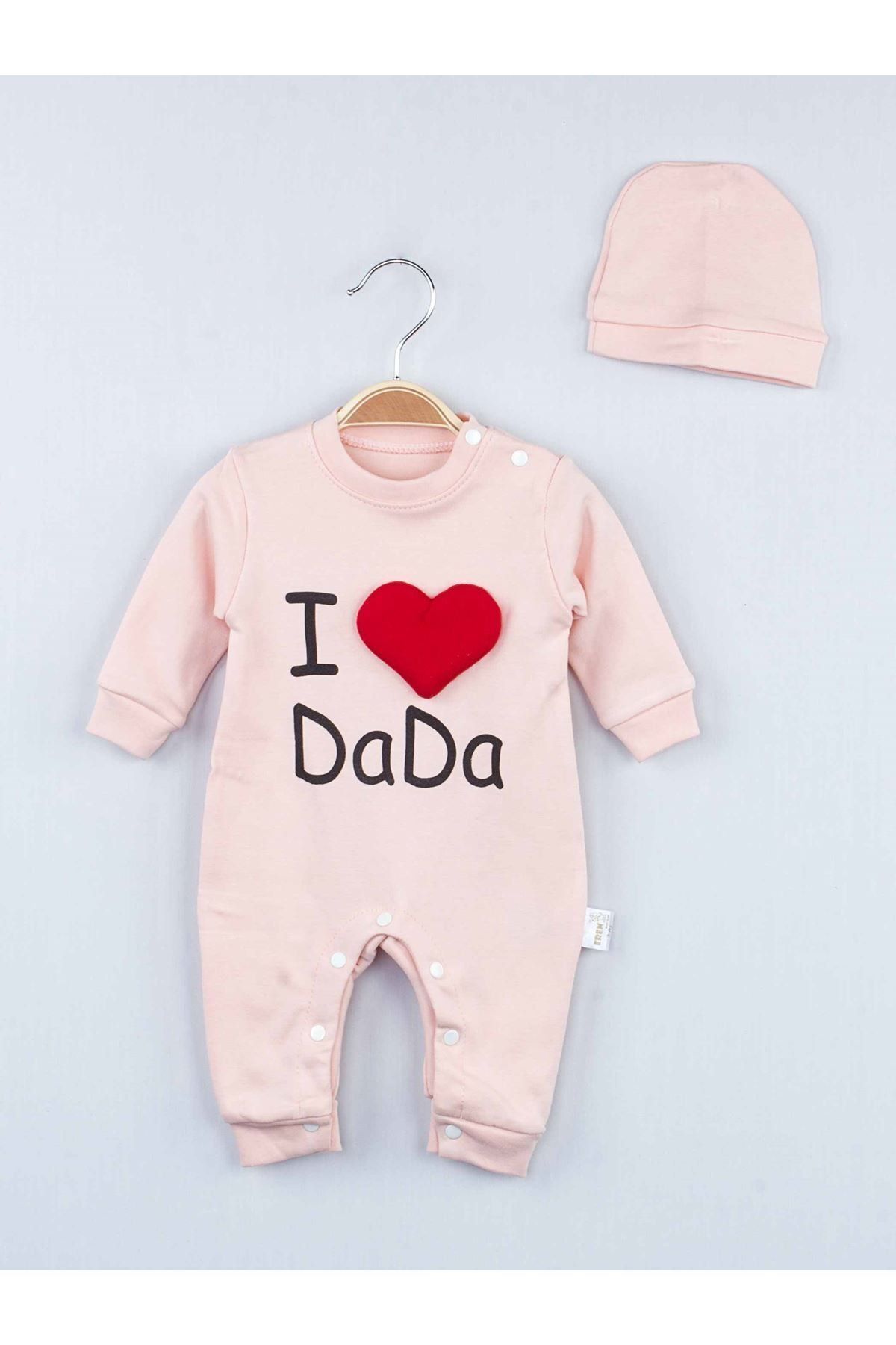 Modakids Kız Bebek Pudra I Love Dada Tulum