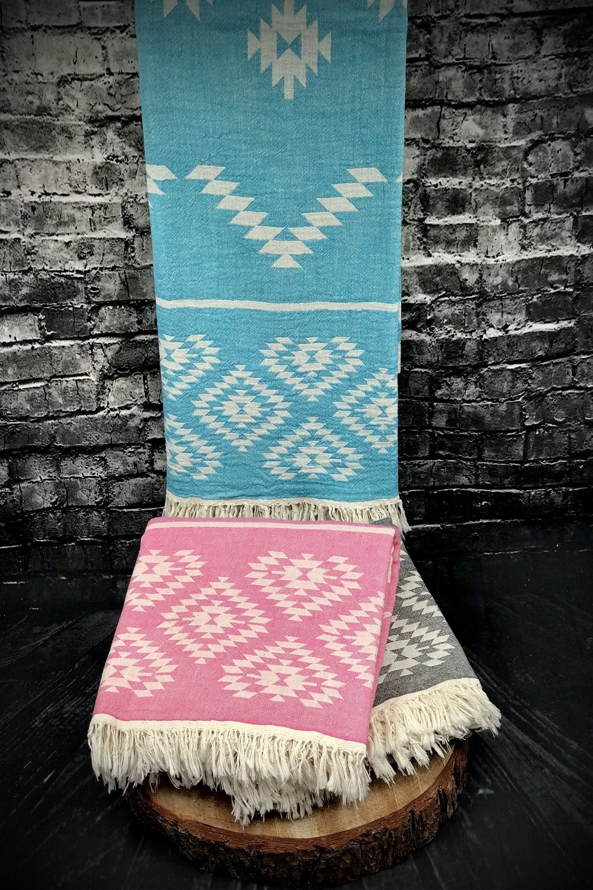 HerAnKapında Aura Peştemal 3 Lü Set Jakarlı 90x170 Cm % 100 Pamuk