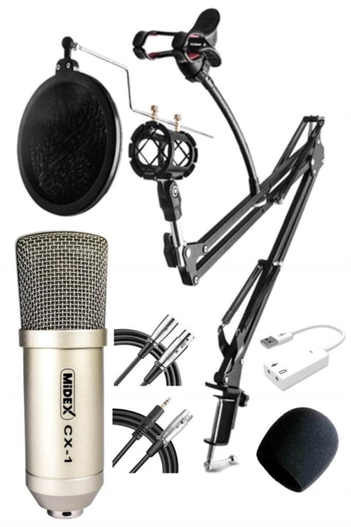Midex Cx1 Set-01 Kondanser Stüdyo Ses Kayıt Mikrofon Seti