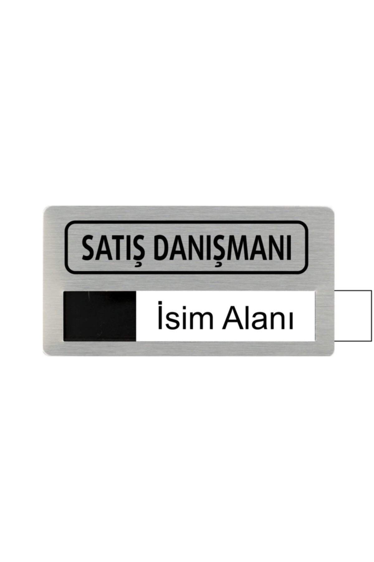 Pelikan Reklam Gümüş Renk Satış Danışmanı Yaka Kartı - 5 Adet Iğneli 7cm X 3.5cm
