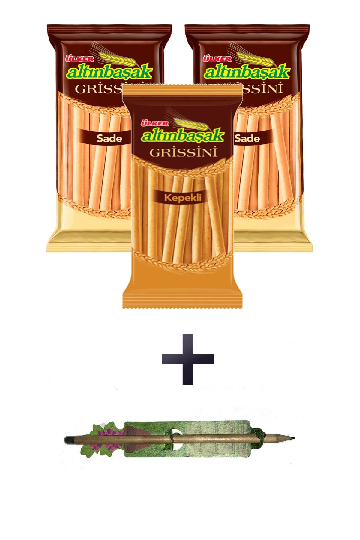 Ülker Altınbaşak Grissini Paketi 3 Adet x 125 gr ve Yaşayan Kalem