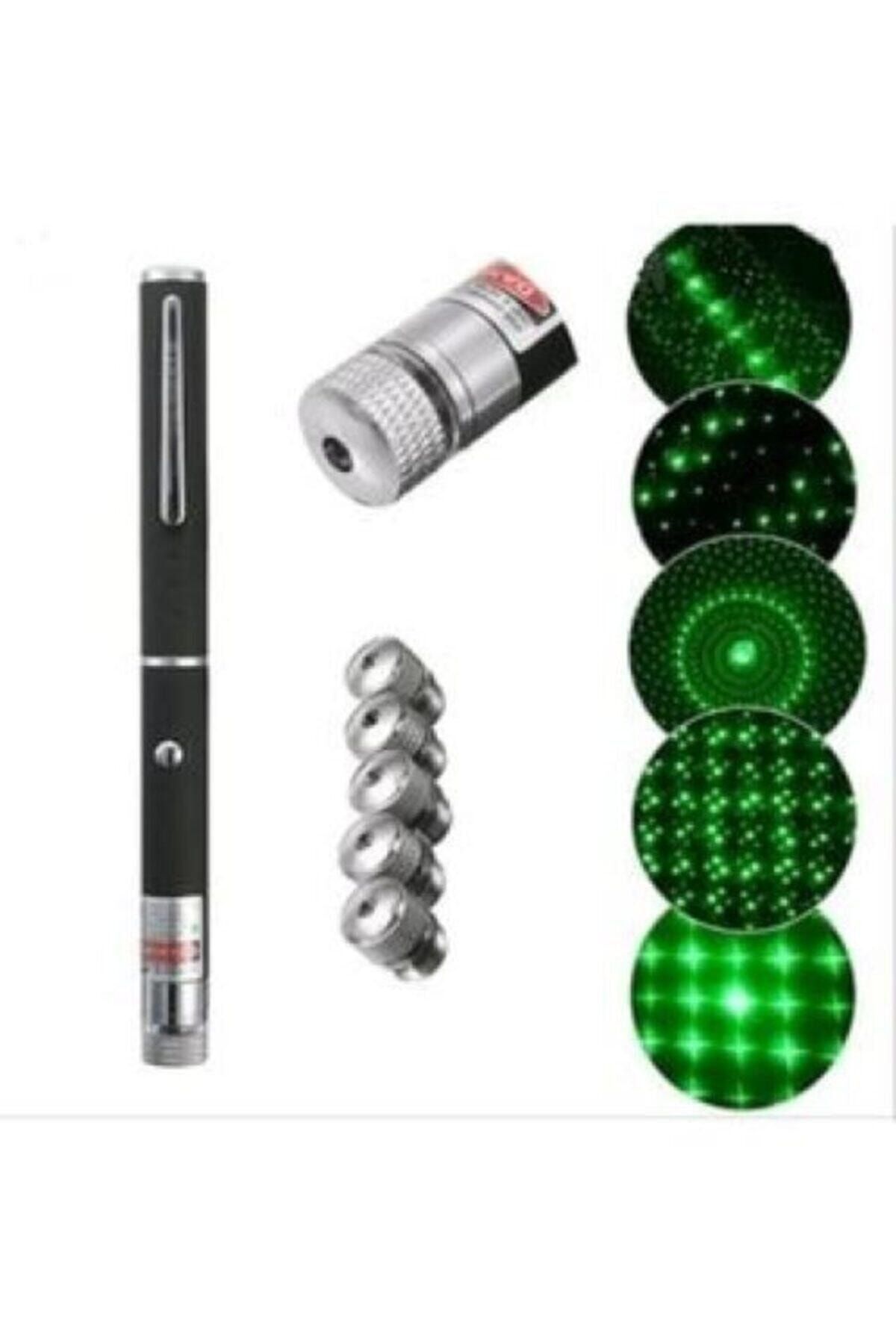 ALKILIÇ 5 Başlıklı Yeşil Lazer Pointer Pilli 50 Km Etkili (5 Başlıklı) My0013x