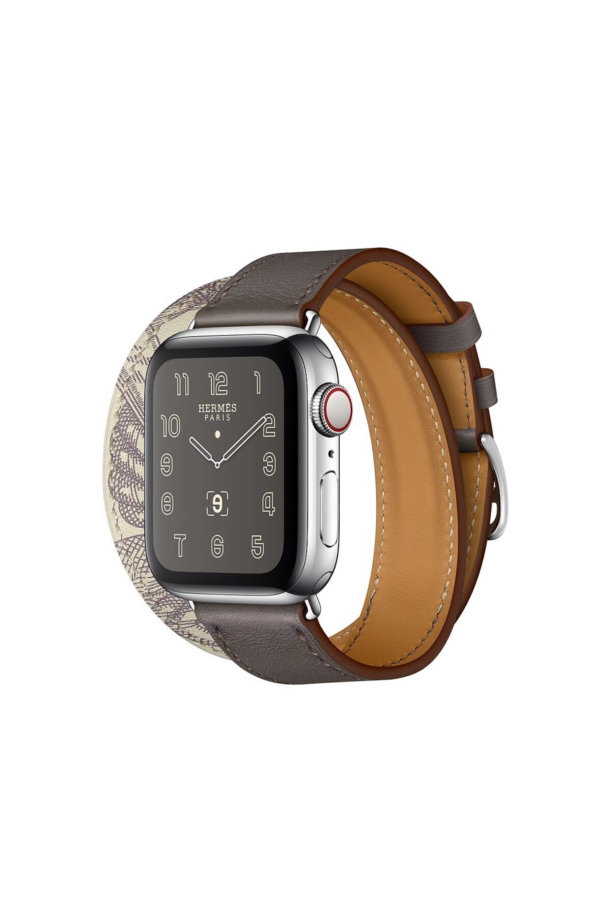 Teknoband Hermes Double Tour Deri Kordon M/l Beden 38/40/41 Mm Apple Watch Uyumlu ( Tokada Logo Var)