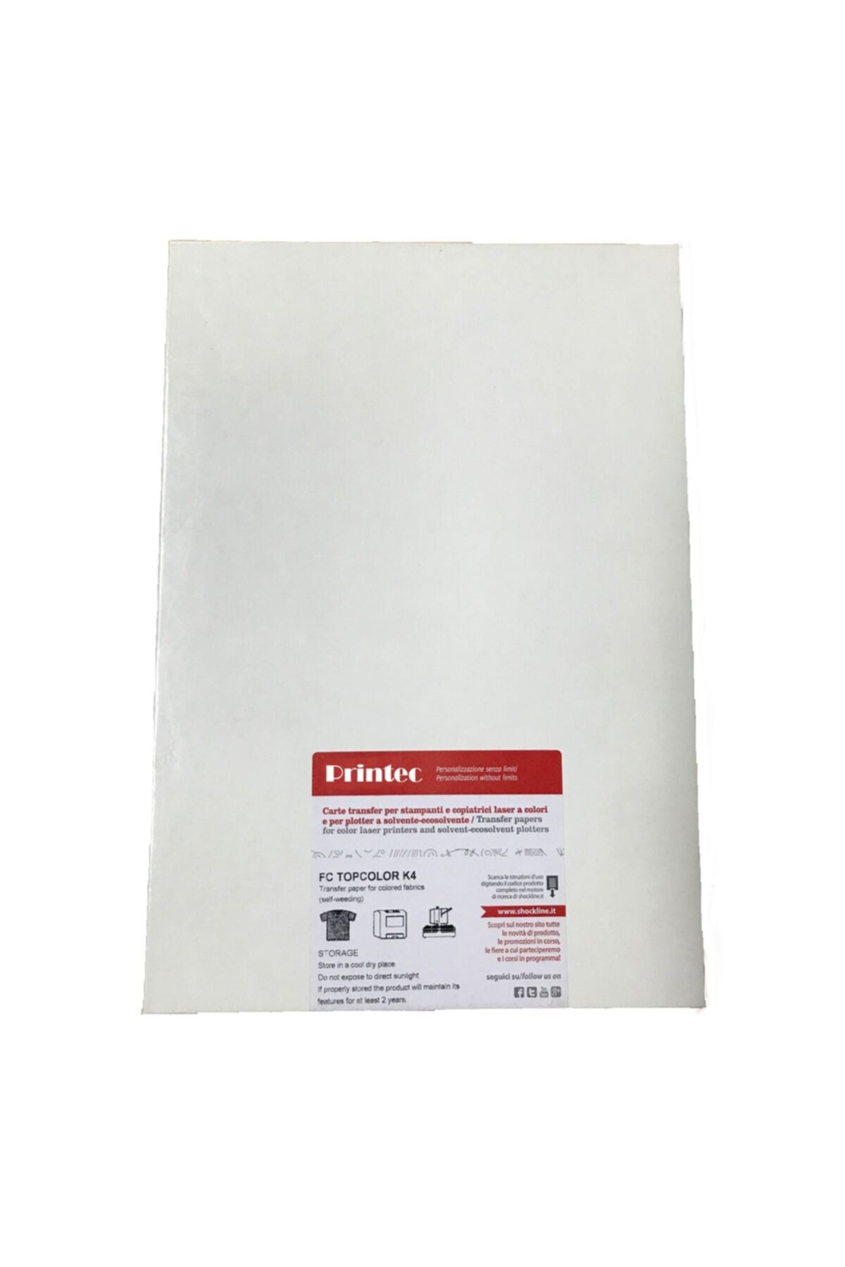 Printec Beyaz A4 Inkjet Yazıcılar İçin Koyu Zemin Ev Tipi Transfer Kağıdı 5 Adet