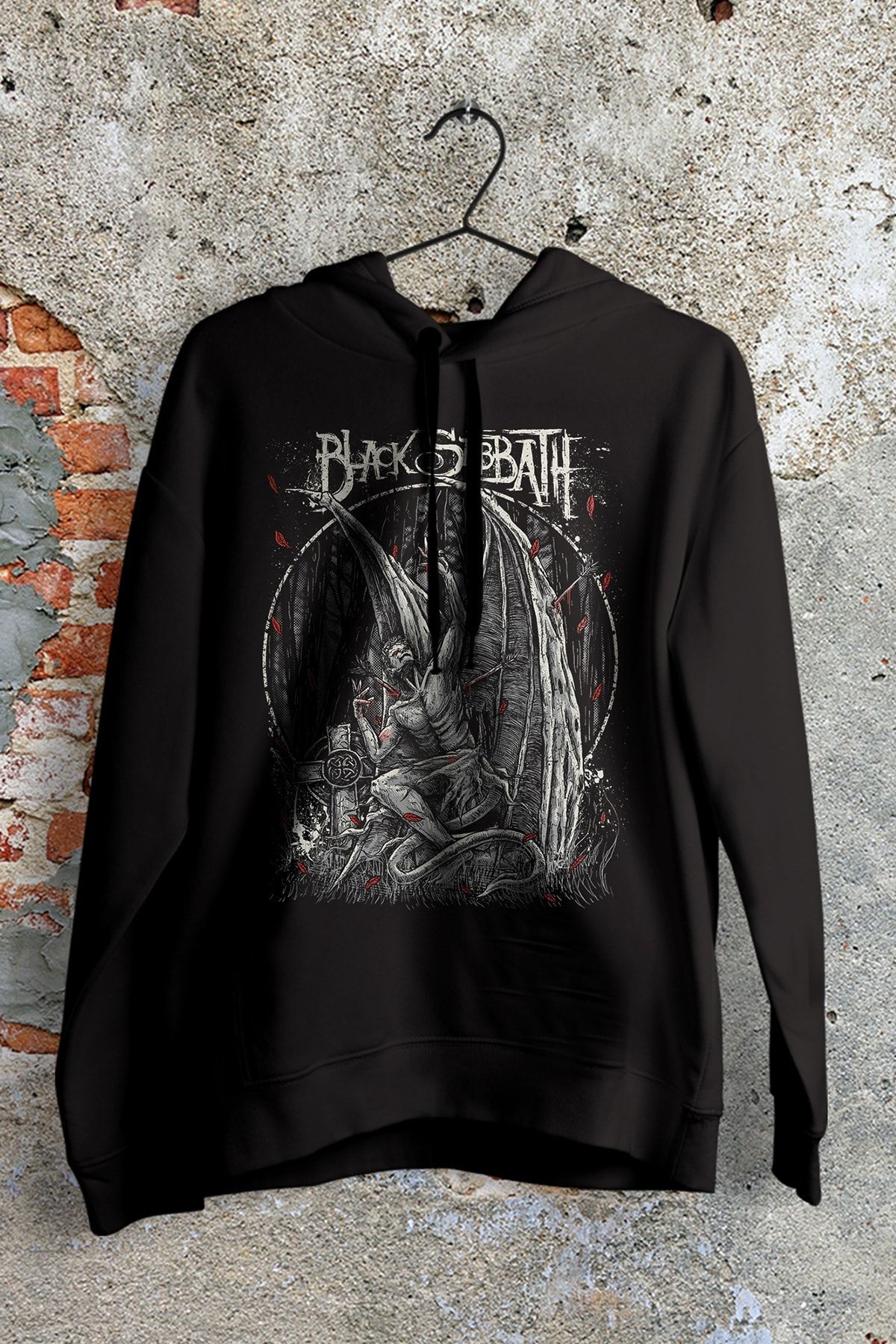 WePOD Black Sabbath Cemetary Dragon Siyah Unisex Kapşonlu Sweatshirt