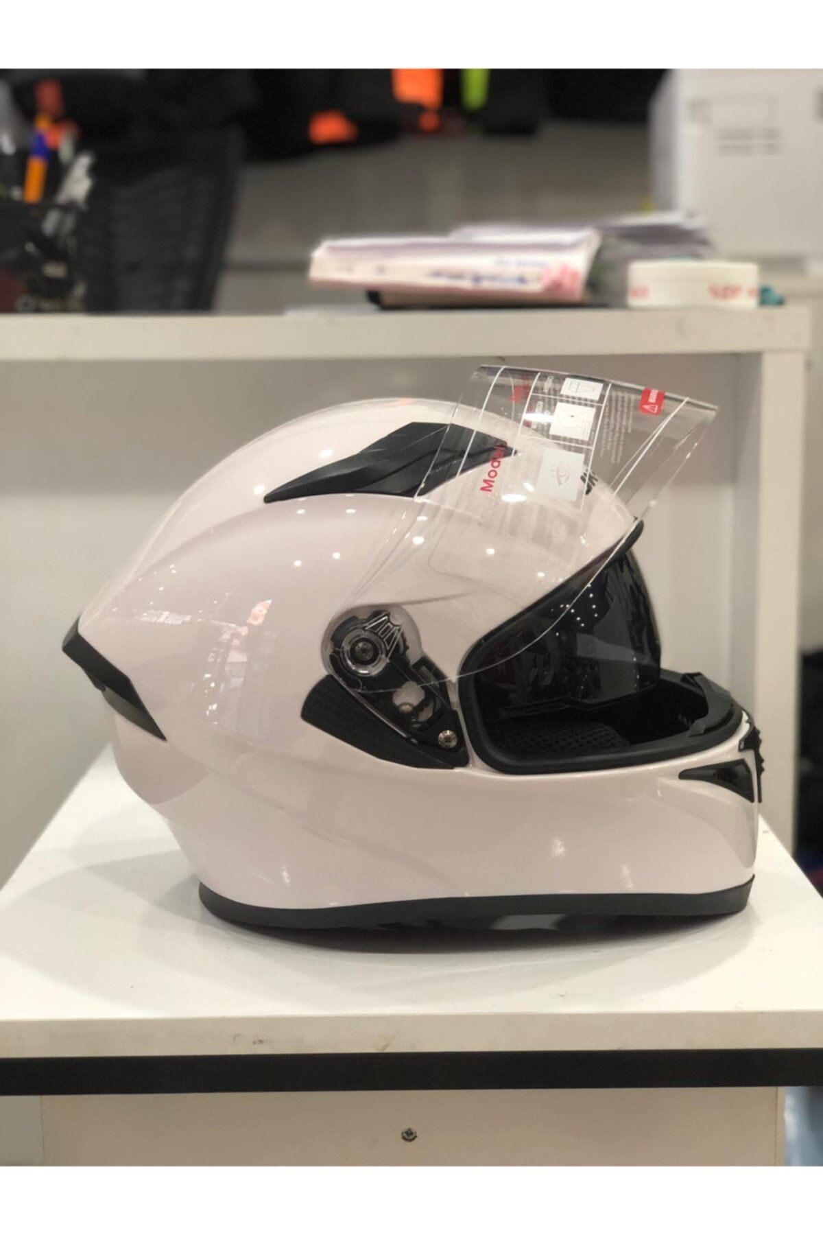 JİEKAİ Jk Güneş Vizörlü Parlak Beyaz Full Face Kask