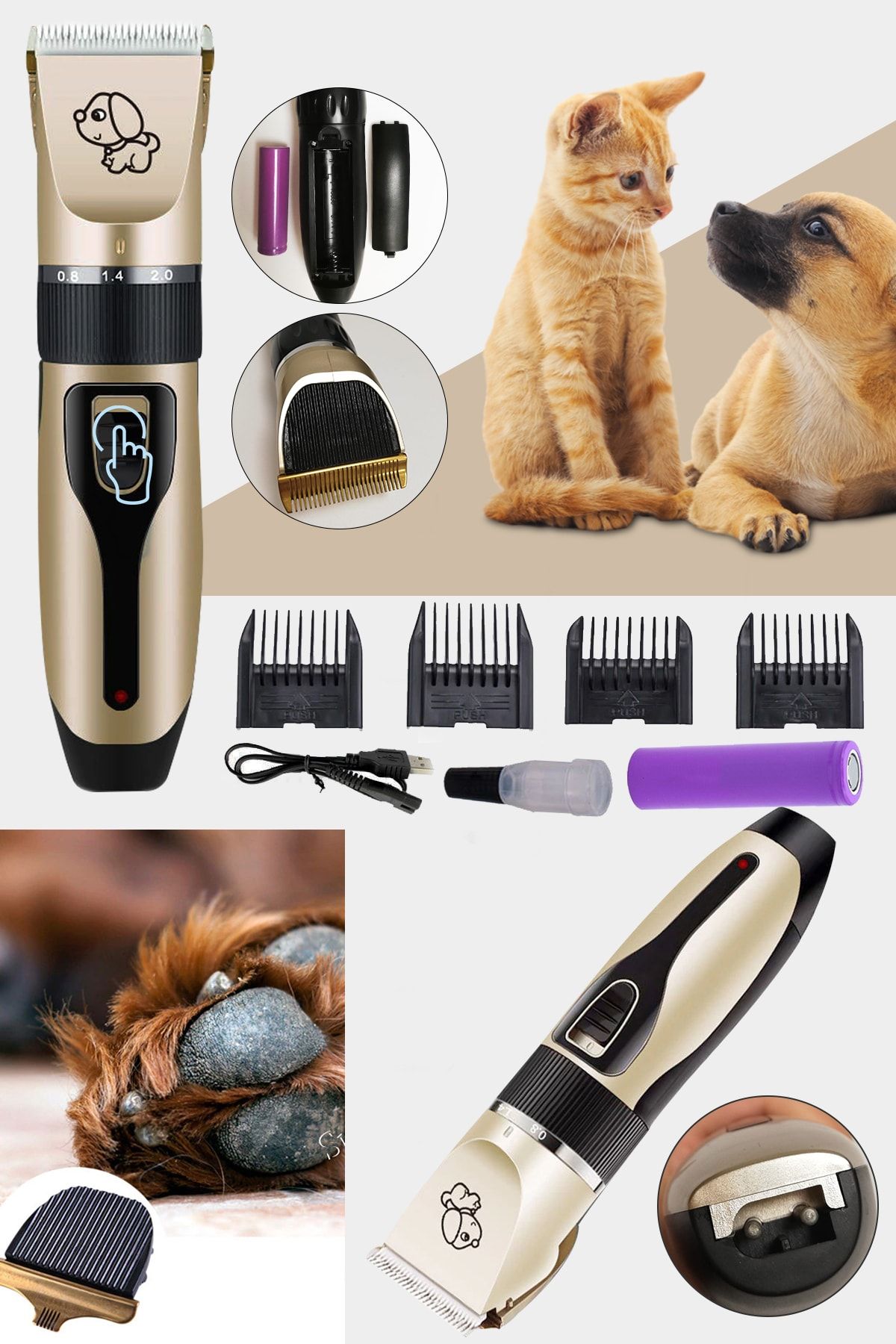 xolo Kablosuz Kedi Köpek Tıraş Makinesi Törpü Tarak Ve Tırnak Makas Seti Xl6680