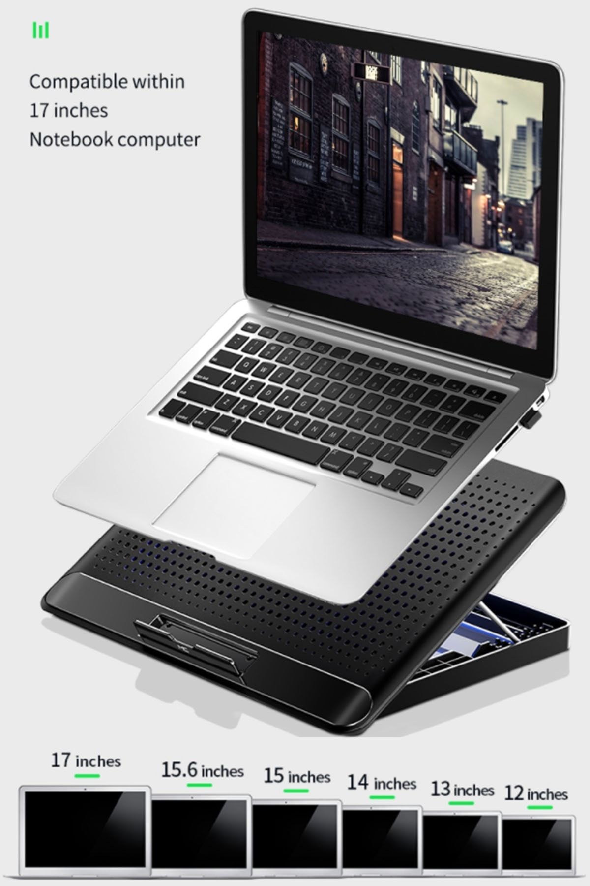 TeknoExpress 15 Inç Uyumlu Mega Fanlı Standlı Yükseklik Ayarlı Notebook Laptop Soğutucu