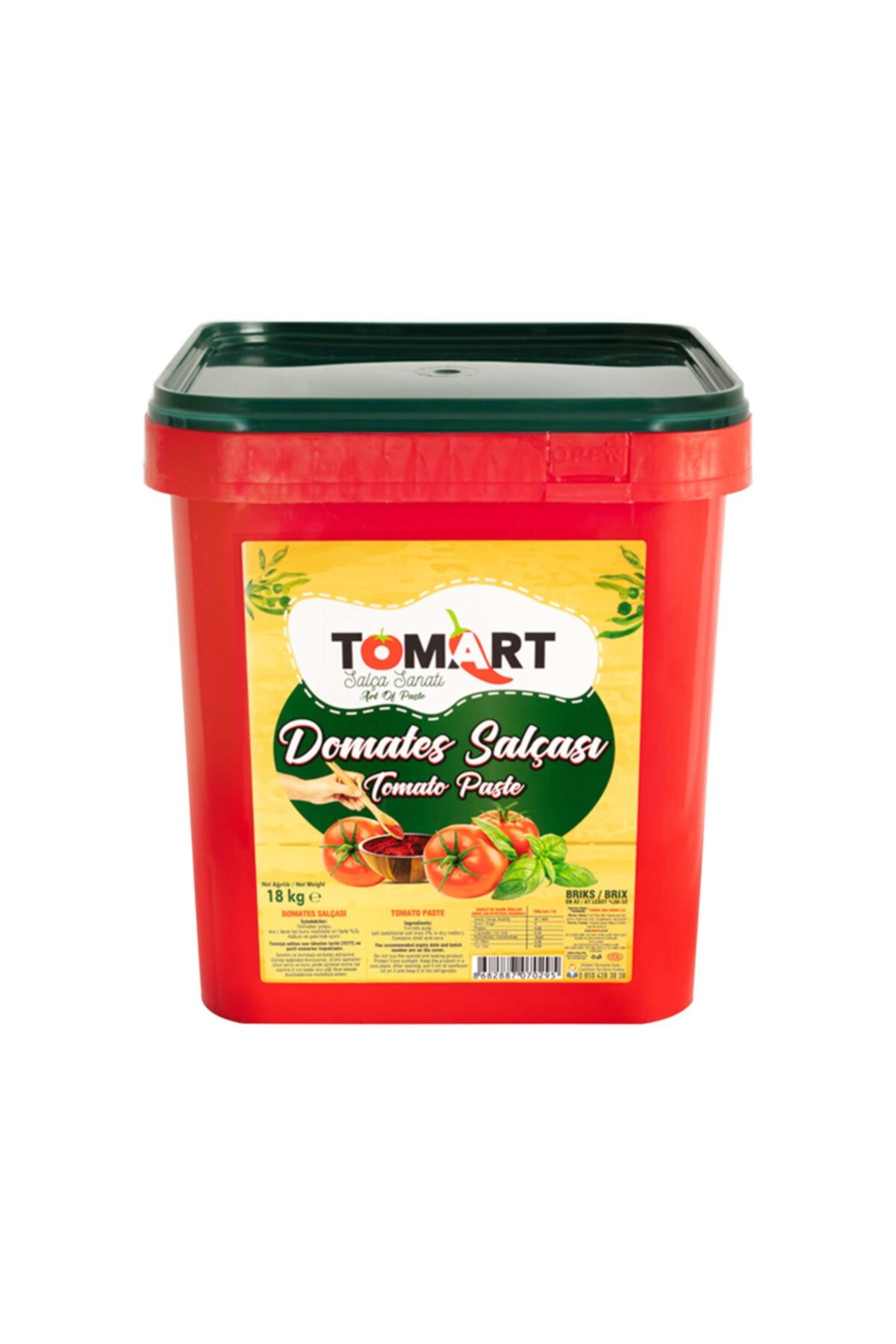 Tomart Katkısız Domates Salçası 30-32 Brıx 18 Kg Plastik Kova