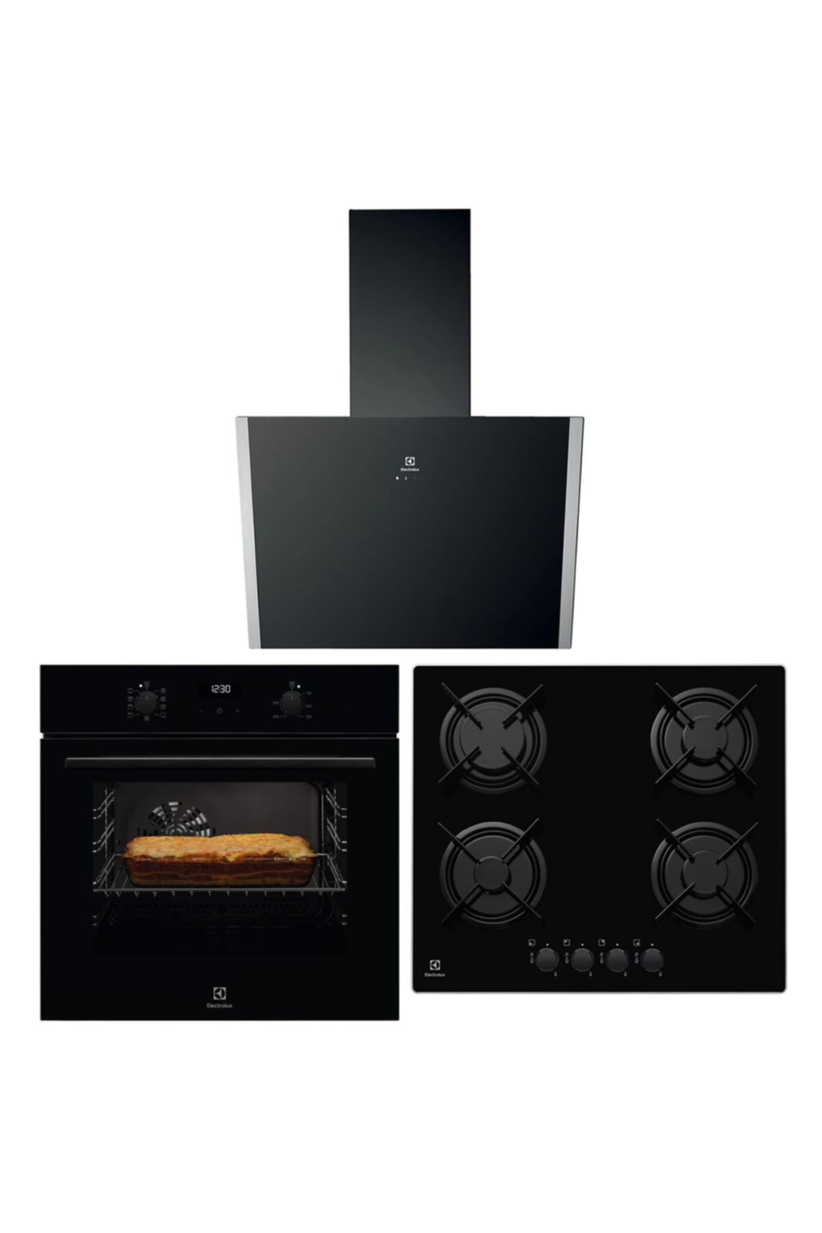 Electrolux Siyah Cam, Dijital, Turbo Ankastre Set