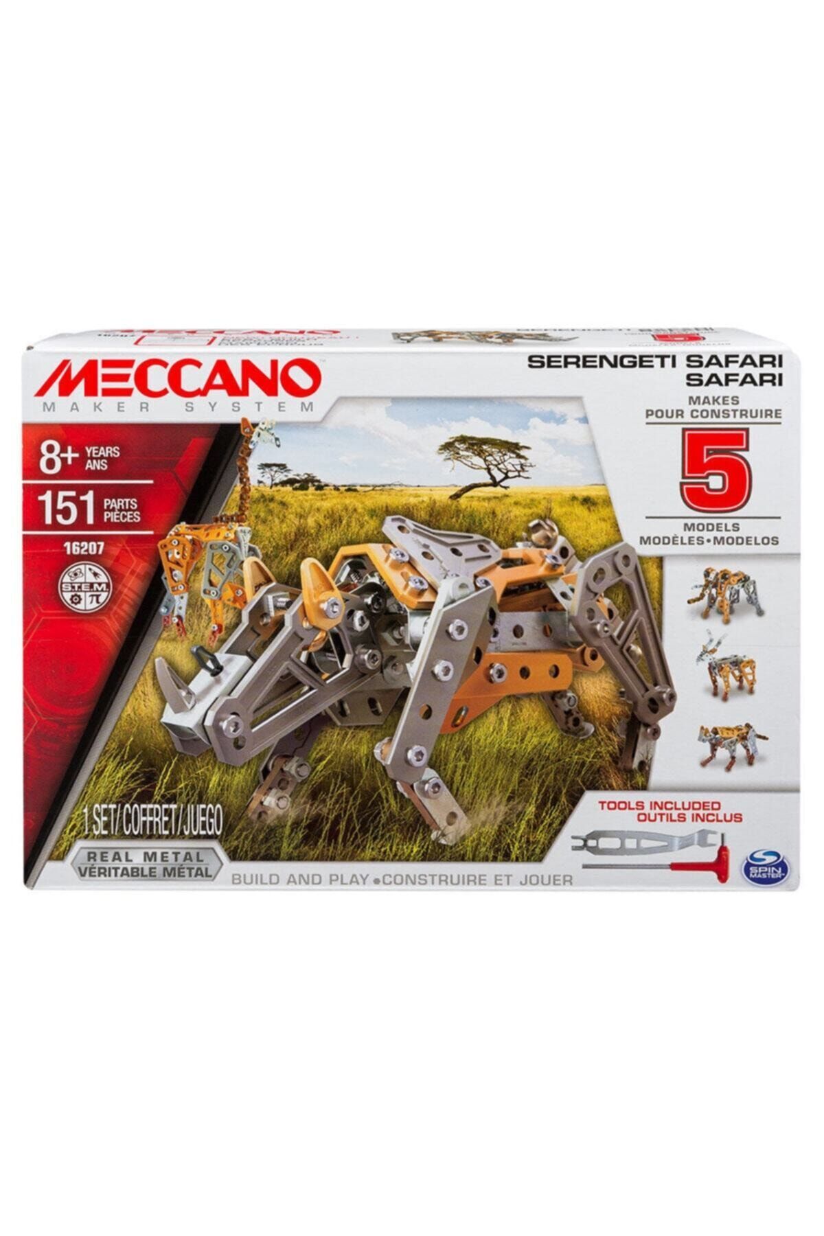 Meccano Lego Metal 151parça Serengeti 5 Model Hayvan Spınmaster 16207