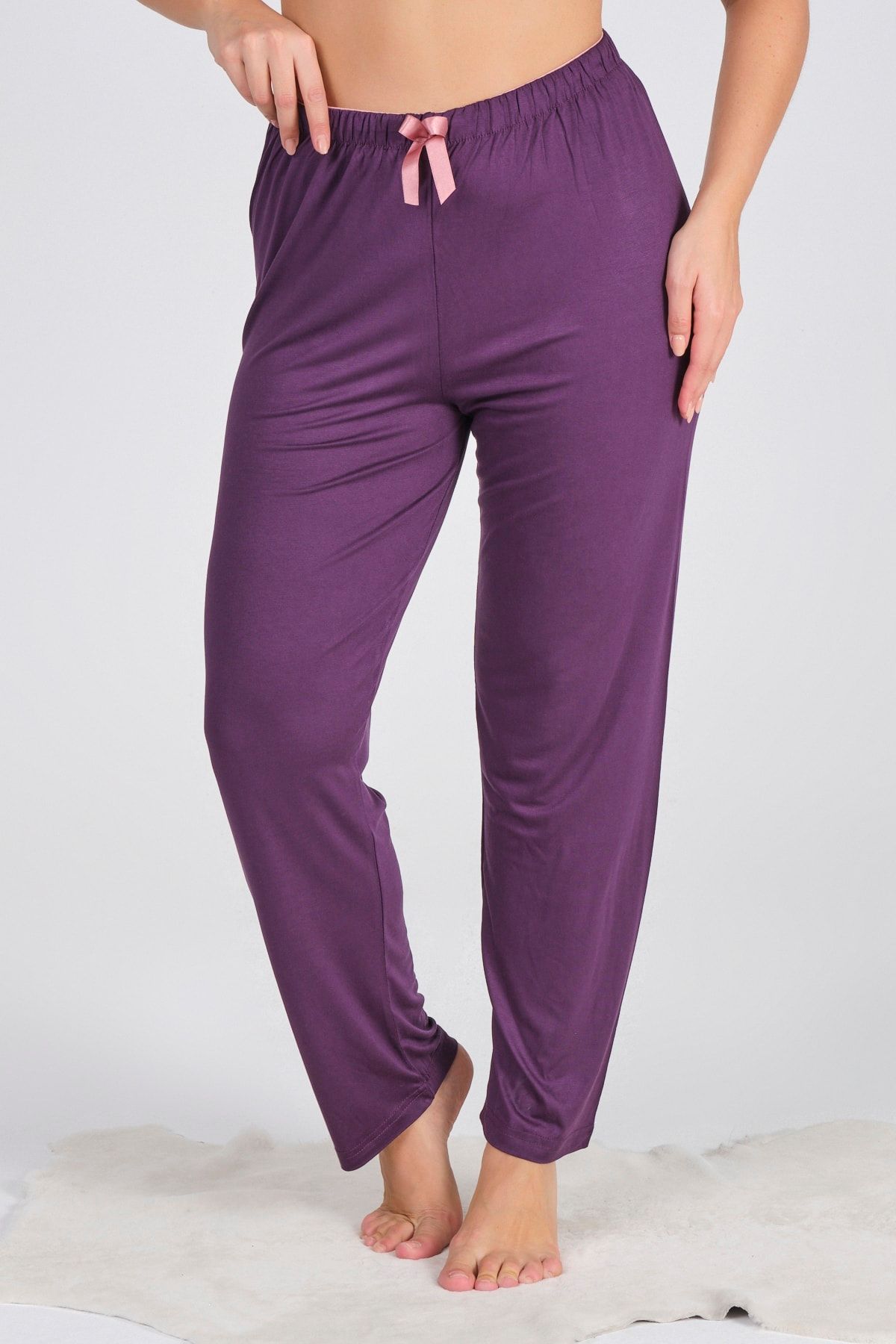 PrettyChic Standart Ve Büyük Beden Soft Viskon Kumaş Mevsimlik Tek Pijama Altı
