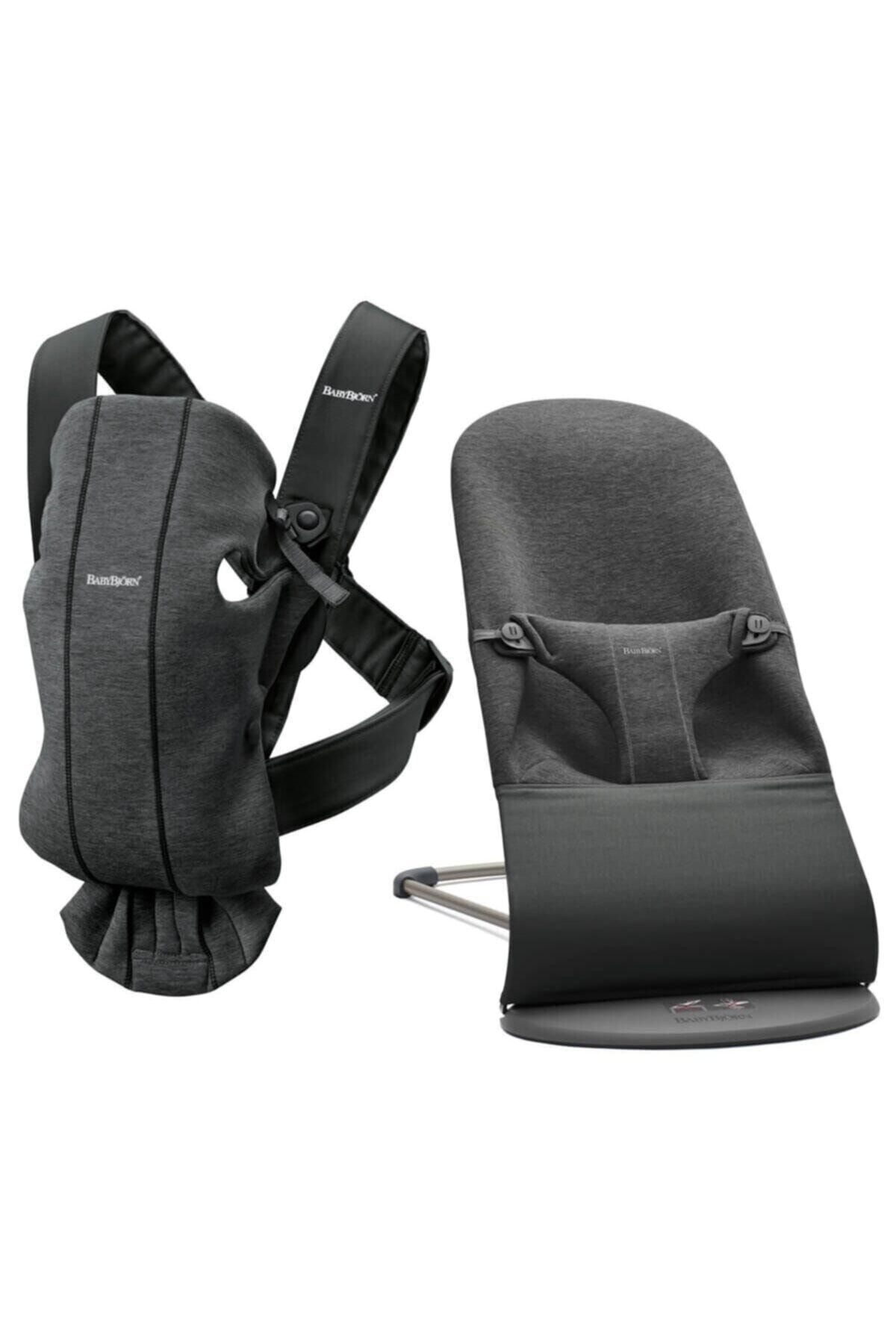 BabyBjörn Bliss Ana Kucağı & Kanguru Mini 3d Cotton Jersey Yenidoğan Seti / Charcoal Grey