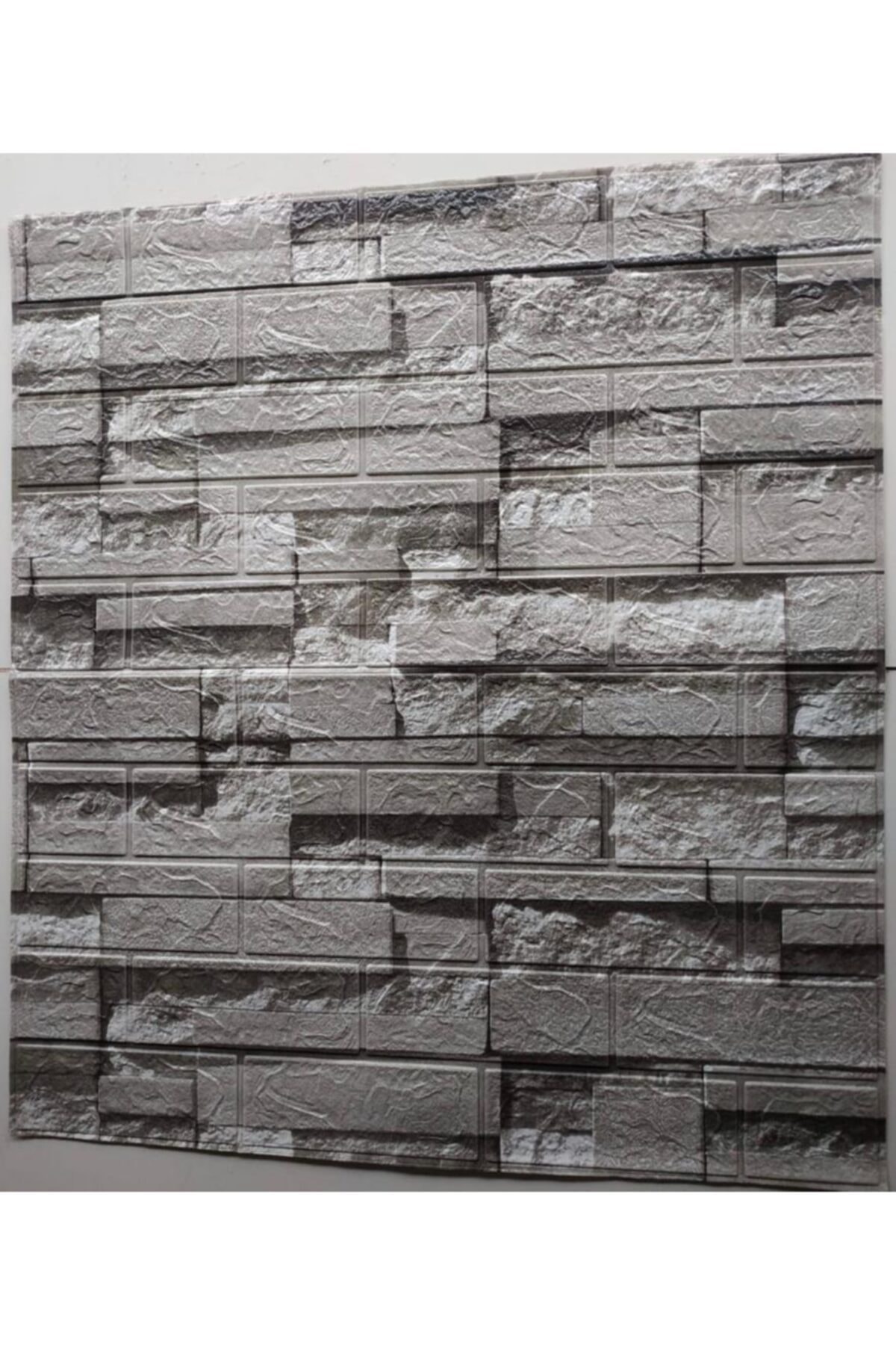 Renkli Duvarlar Yapışkanlı 3 Boyutlu Yığma Tuğla Gri Duvar Kağıdı 3d Panel Nw115