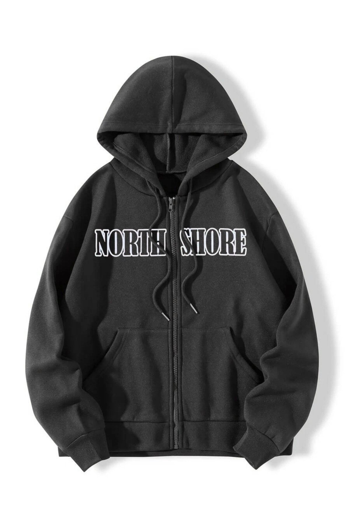 MANCY Unisex Siyah North Shore Baskılı Hırka Ceket