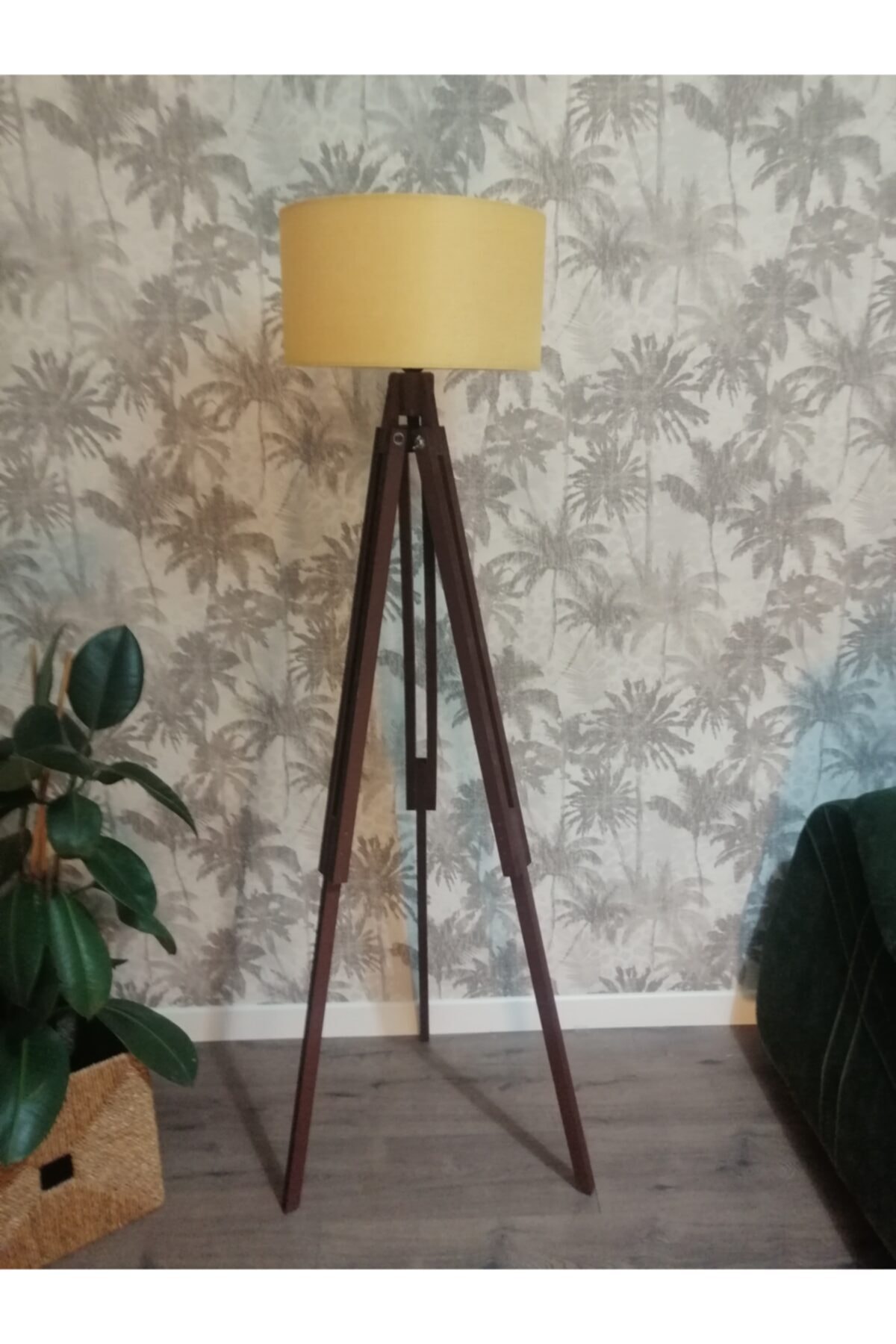 Homedit Loft Tasarım Tripod Lambader Köşe Lambası Abajur---sarı-c