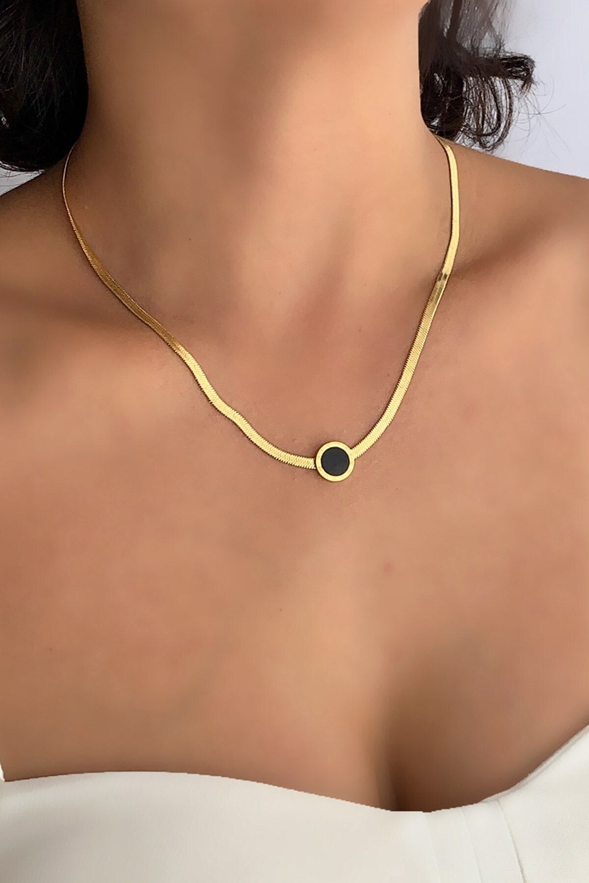 Çlk Accessories Çelik Mineli Roma Rakamlı Italyan Zincir Çelik Kolye Trkolye5688 B35003