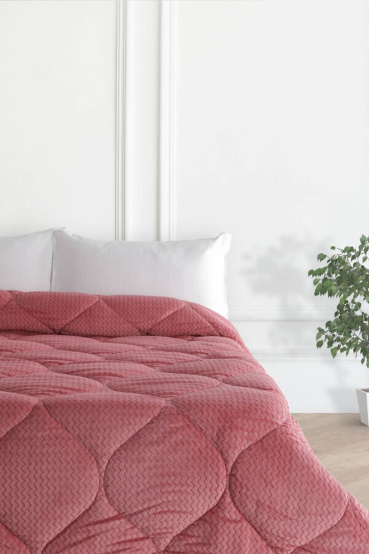 Merinos Fashion Zigzaglı Çift Kişilik Micro Yorgan - Pembe