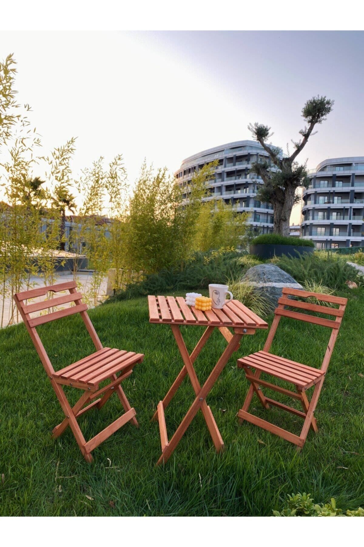 S&S HOME DESIGN Balkon - Bahçe - Mutfak 3'lü Bistro Set 2 Sandalye 1 Masa