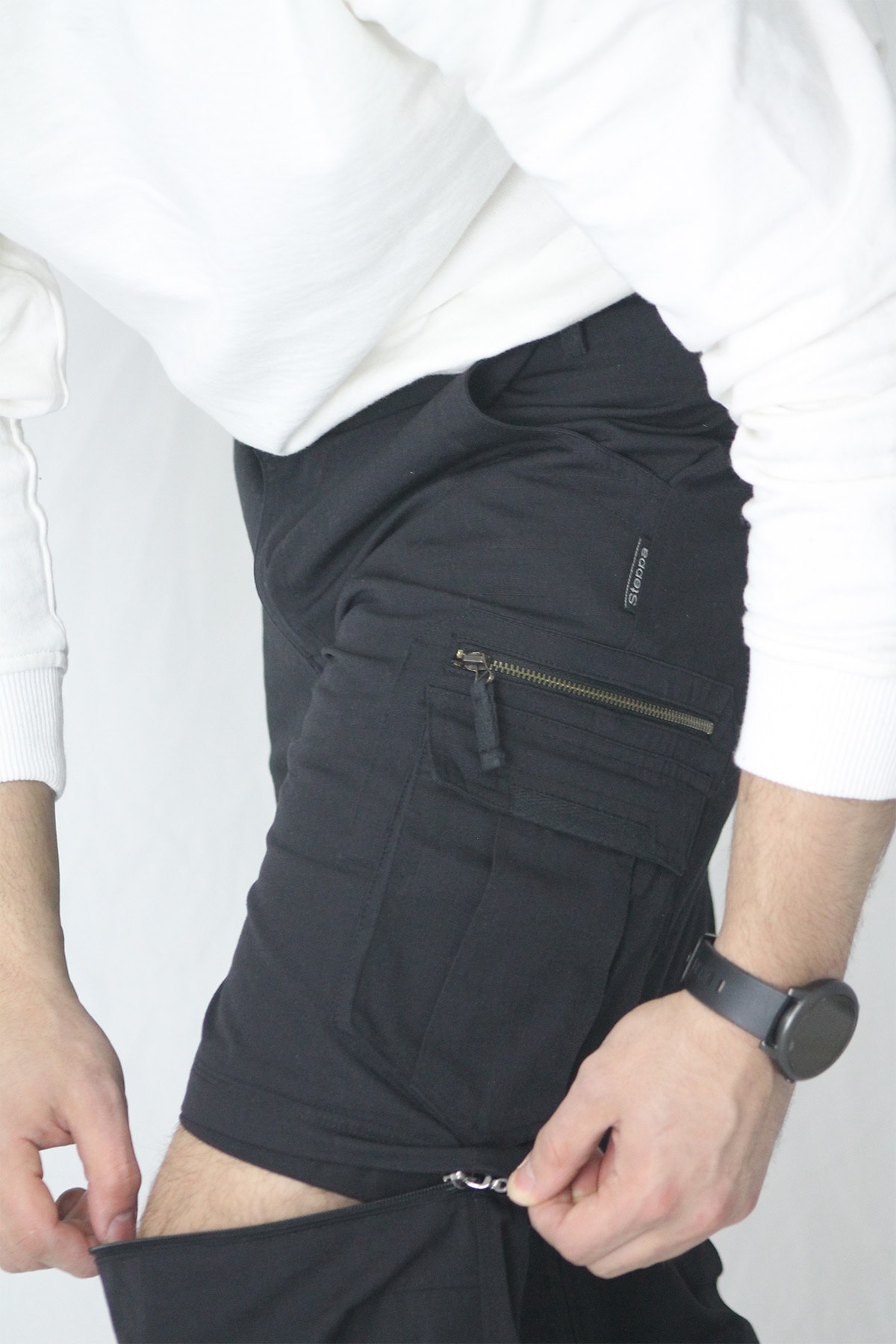 Steppa Outdoor Erkek Siyah Kargo Cepli Trekking Pantolon