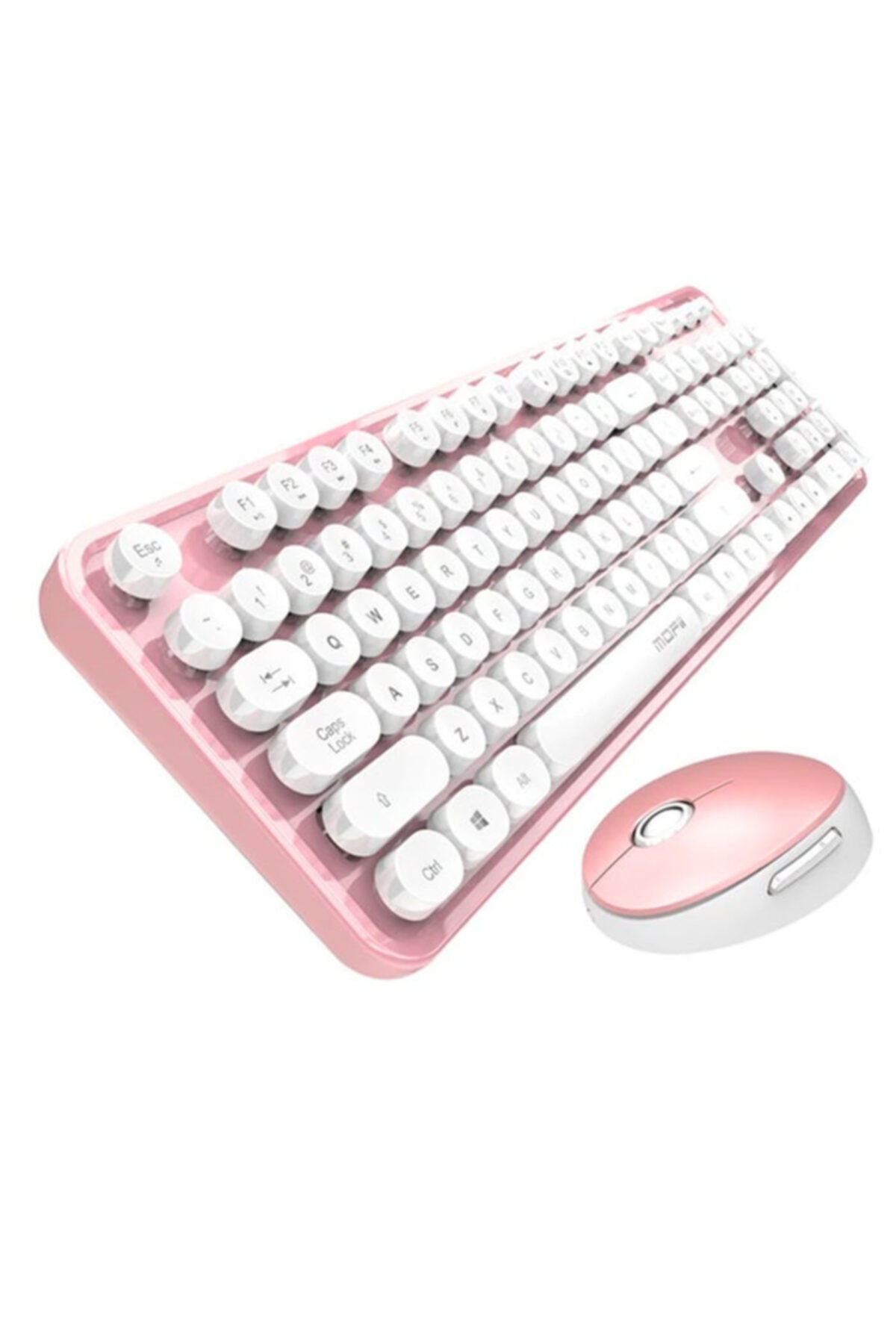 TeknoExpress Mofi 2.4g Retro Daktilo Tipi Kablosuz Q Klavye Ve Mouse Seti Pembe