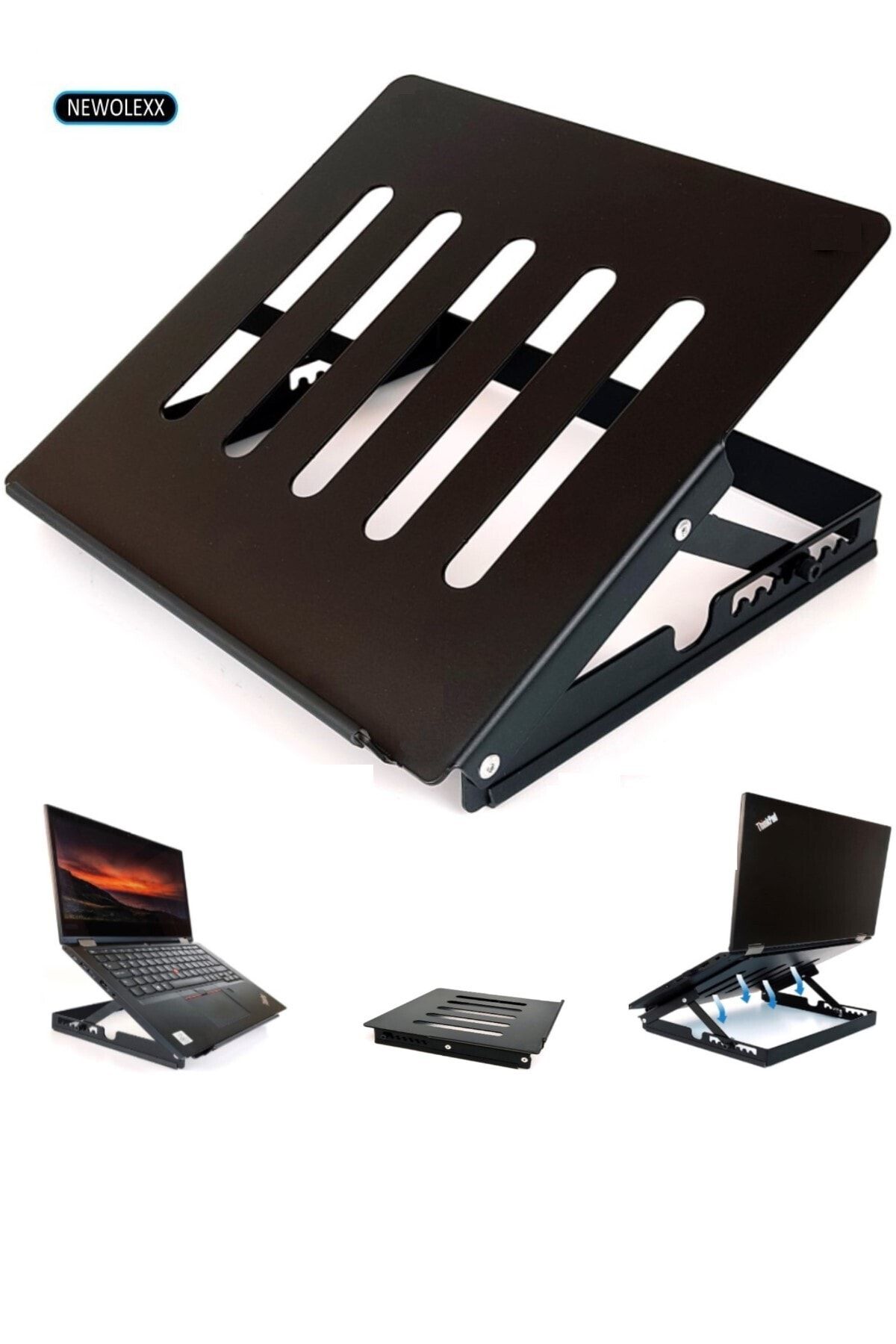 NEWOLEXX Portatif Çelik 8 Kademeli Kolay Ayarlanır Notebook Laptop Tablet Standı Yükseltici Altlık-siyah