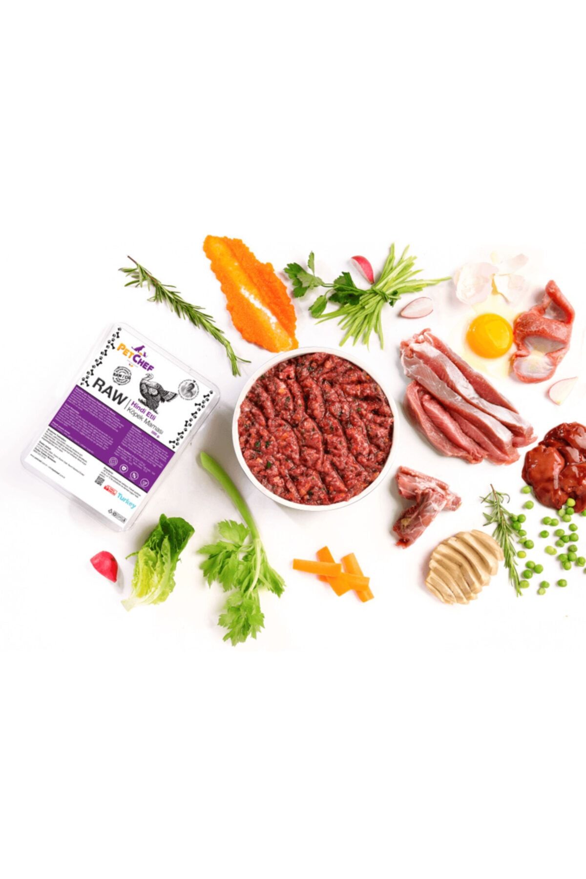 Petchef Raw Hindi Etli Köpek Maması (500 GR.)