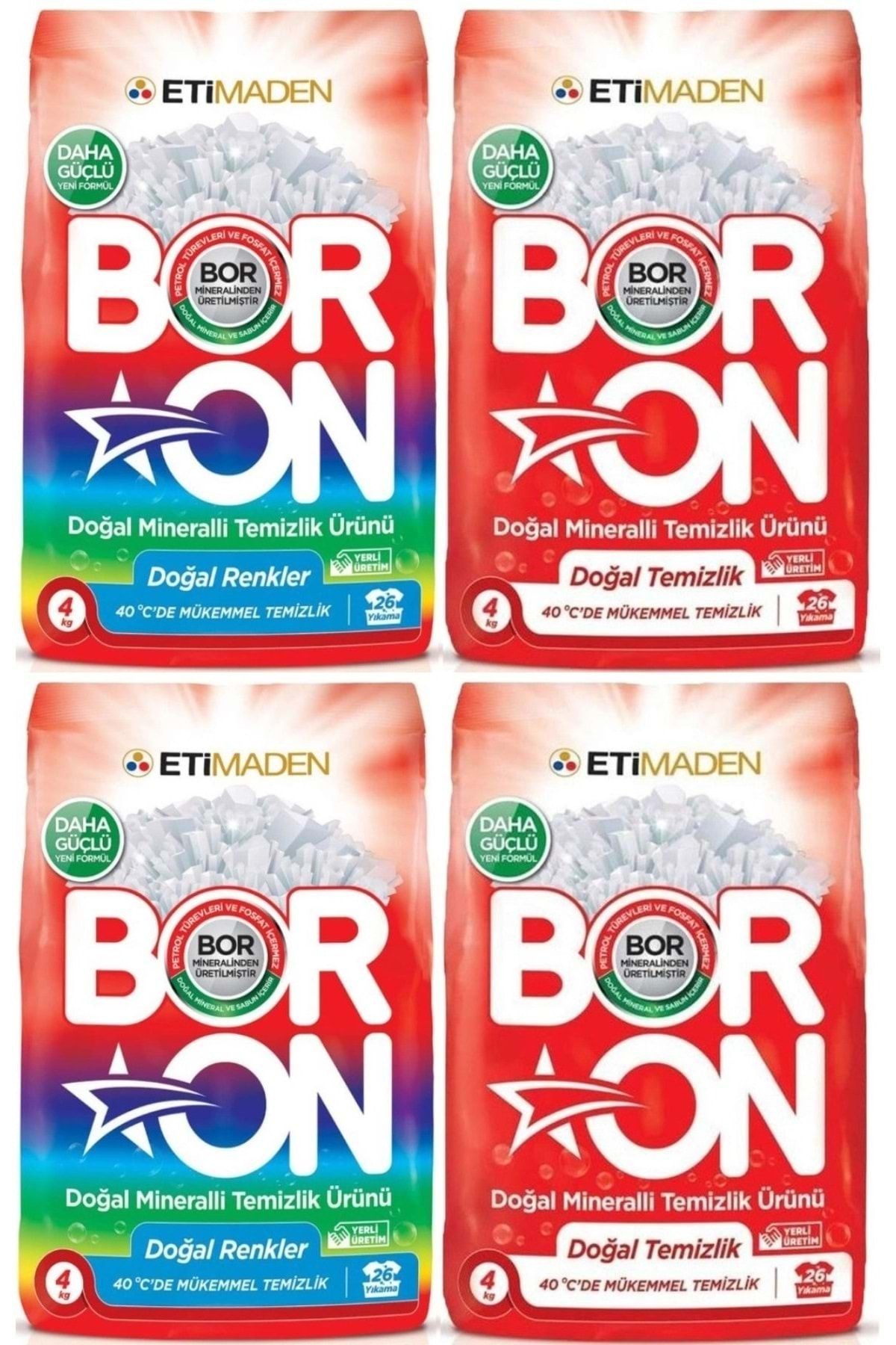 Boron Matik Toz Çamaşır Deterjanı 16kg Karma Set Doğal Mineralli Beyazlar + Renkliler (4pk*4kg)
