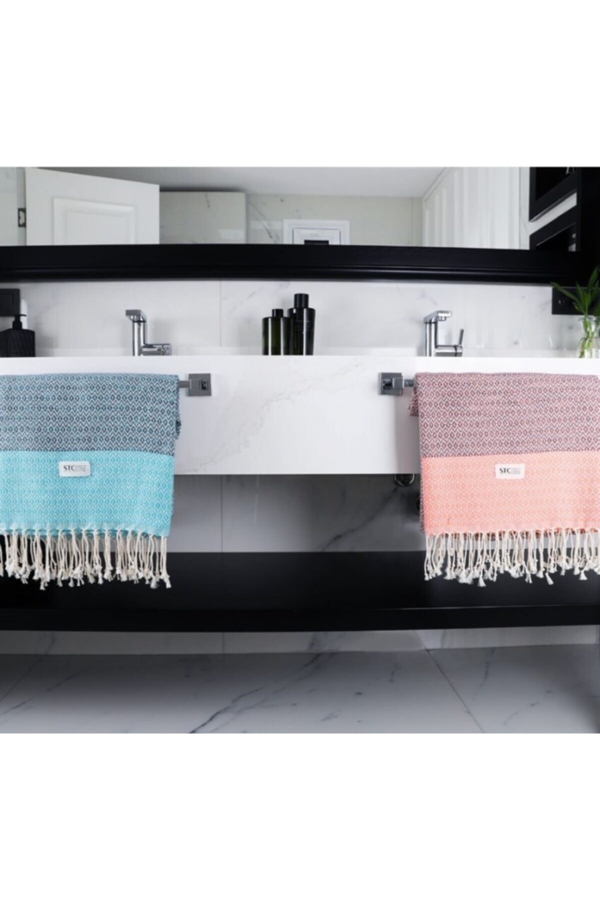 Smooth Turkish Cotton %100 Organik Pamuk Elmas Peştemal Pembe-Mavi