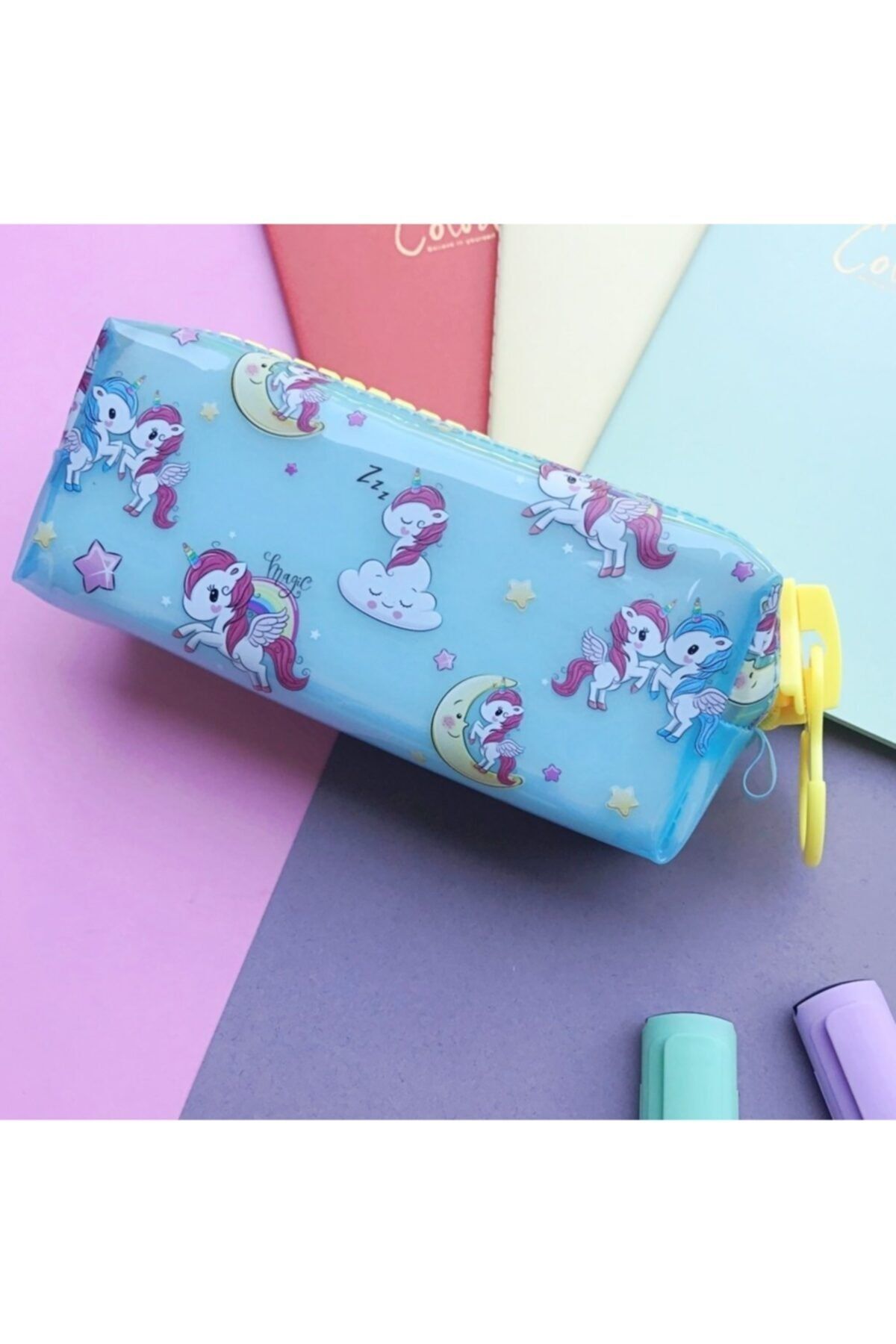 Bakmakistersen Zipper Unicorn Turkuaz - Sarı Büyük Kalemlik