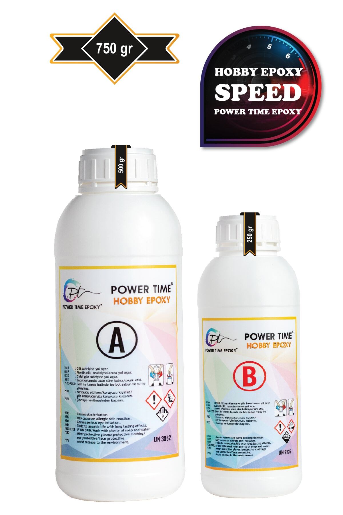 POWER TIME EPOXY Hobi Epoksi Speed/ Hızlı Kuruma/ Şeffaf Epoksi Reçine Ince Döküm (750 Gram)