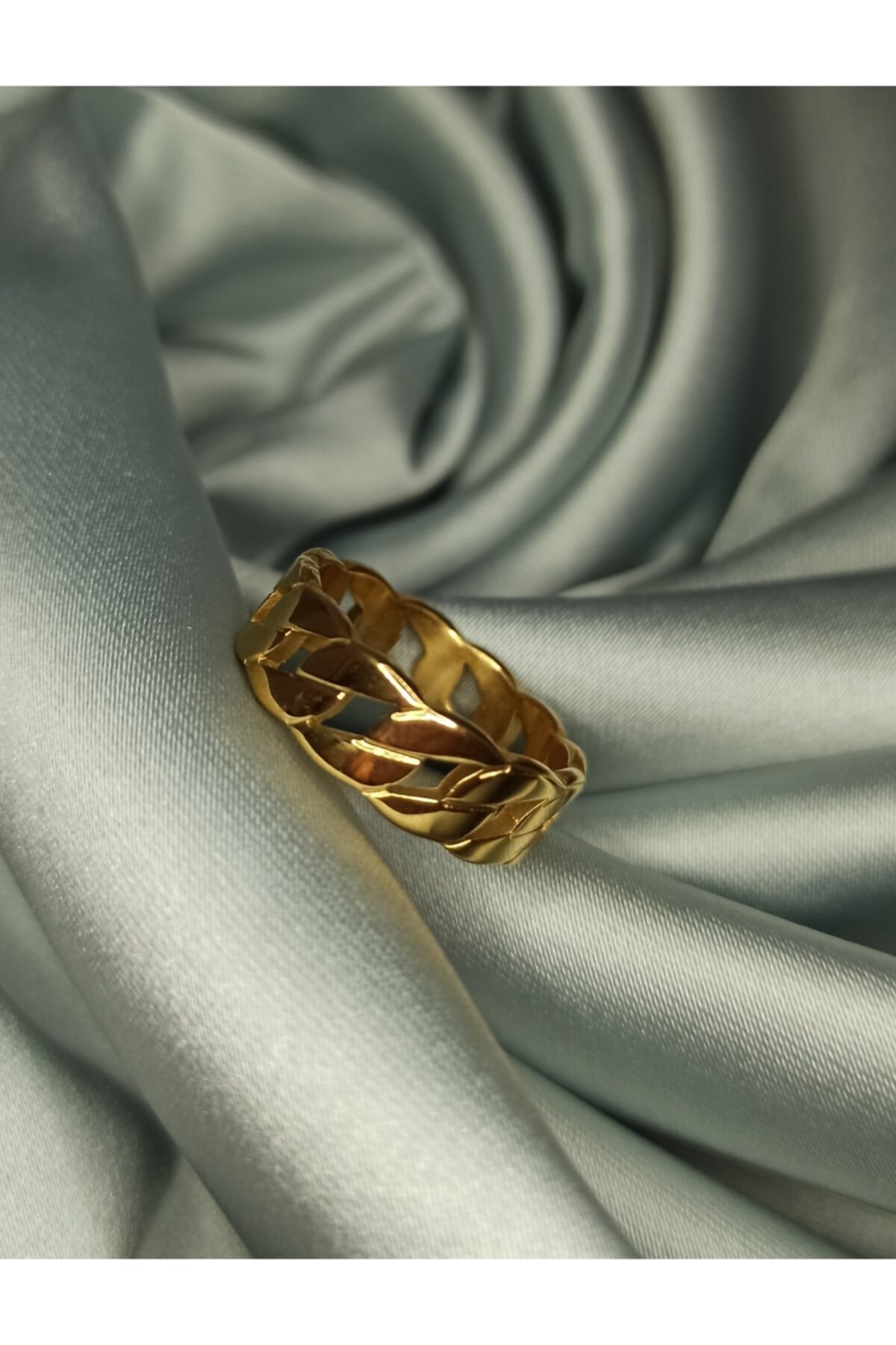 Serra crystal Kadın Gold Örgü Model Çelik Yüzük