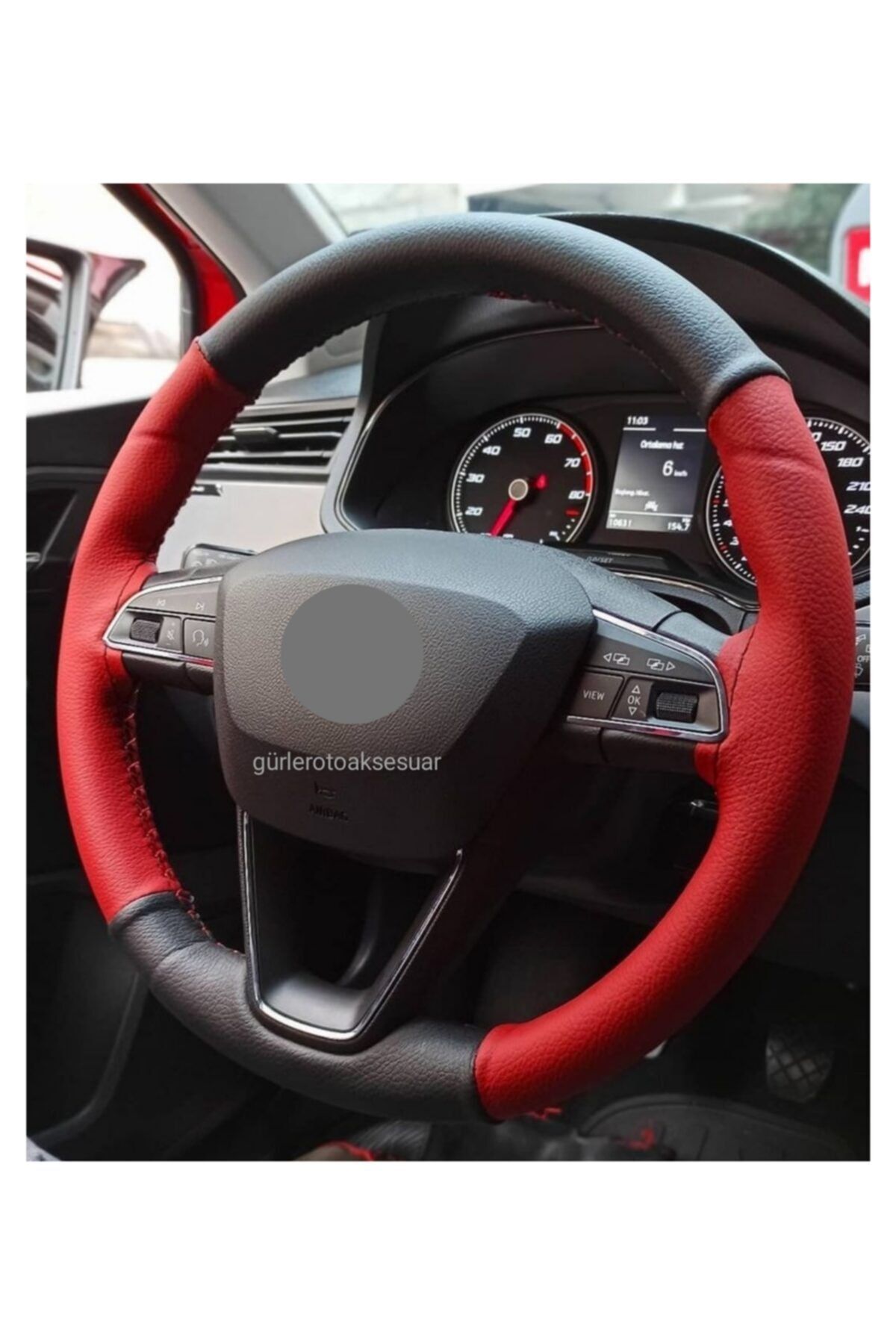 gürlerotoaksesuar Opel Vectra B Kasa Direksiyon Kılıfı Iki Renkli Kırmızı-siyah